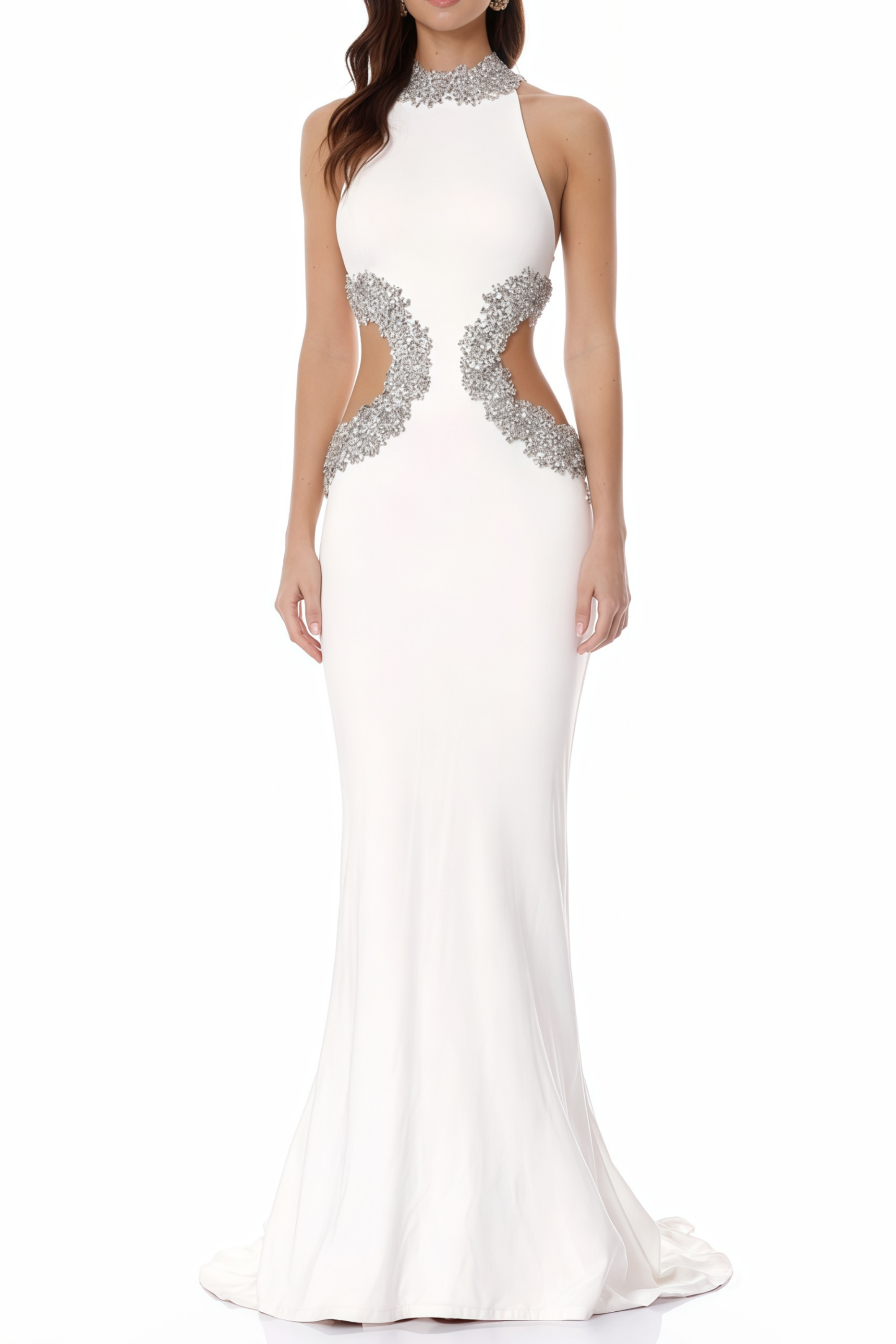 Larisa White Embellished Cut-out Maxi Gown (Final Sale-US Only)