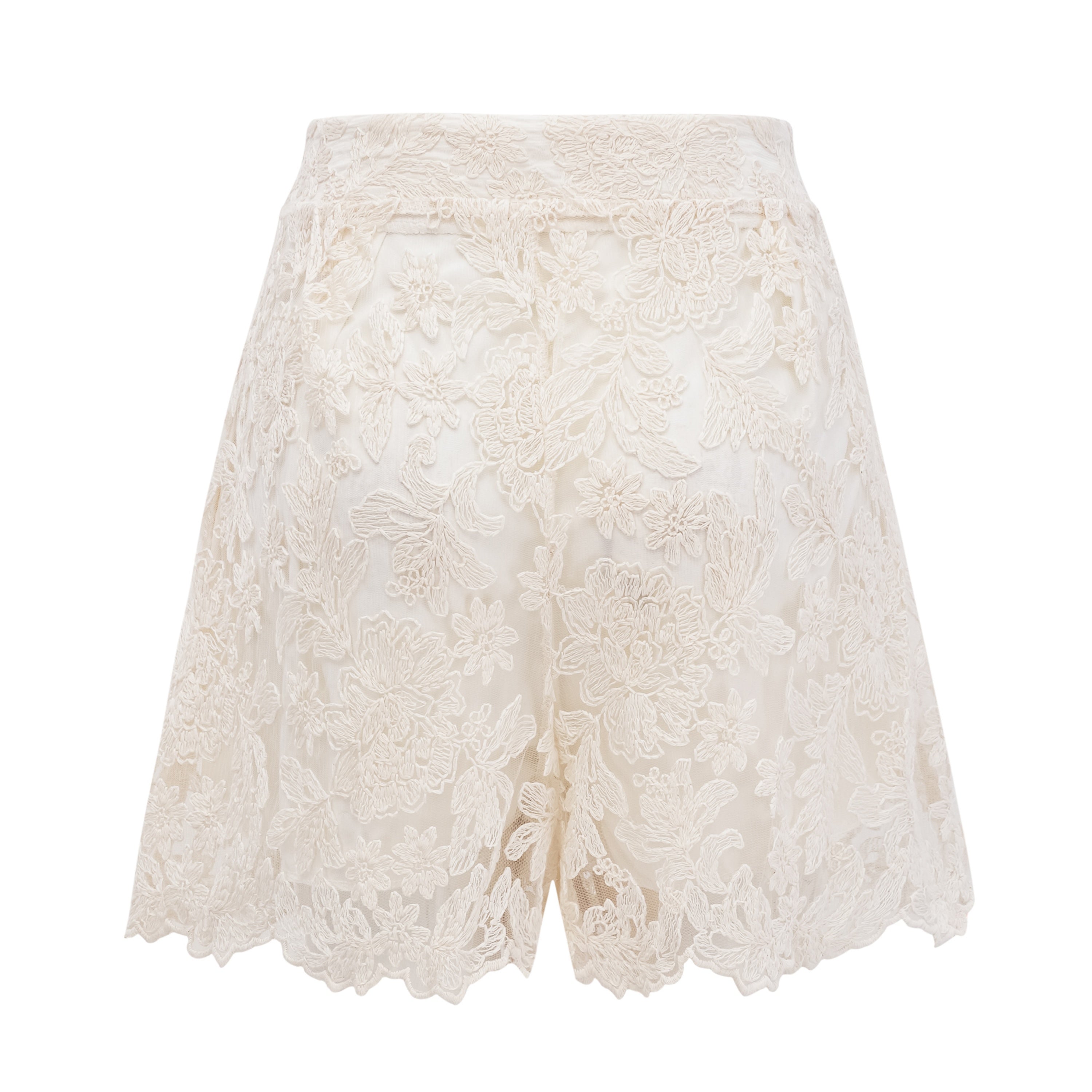 Laura Ivory Turtleneck Floral Lace Jacket & Shorts Set