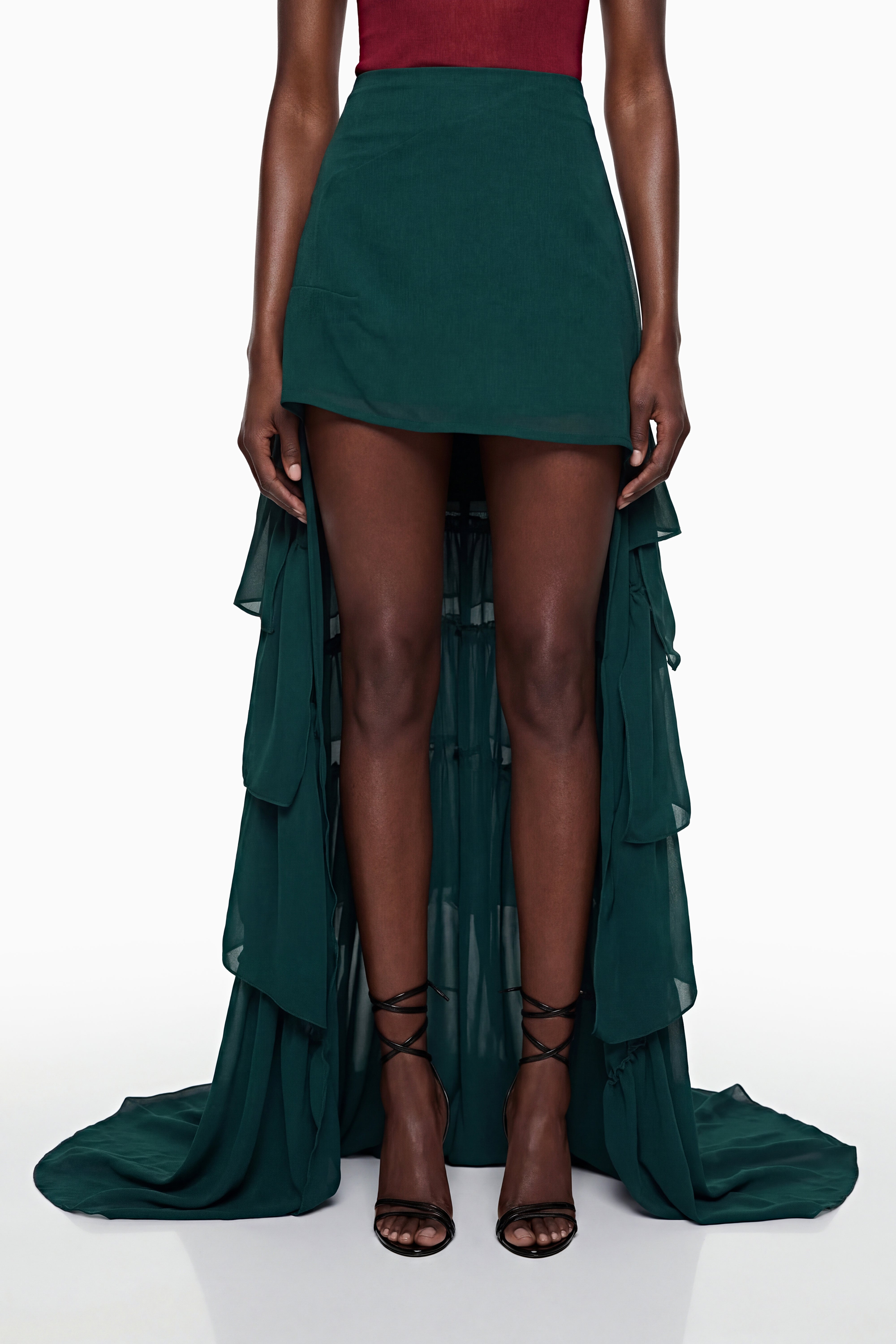 Lindiwe Green Asymmetrical Ruffled Skirt (Final Sale)