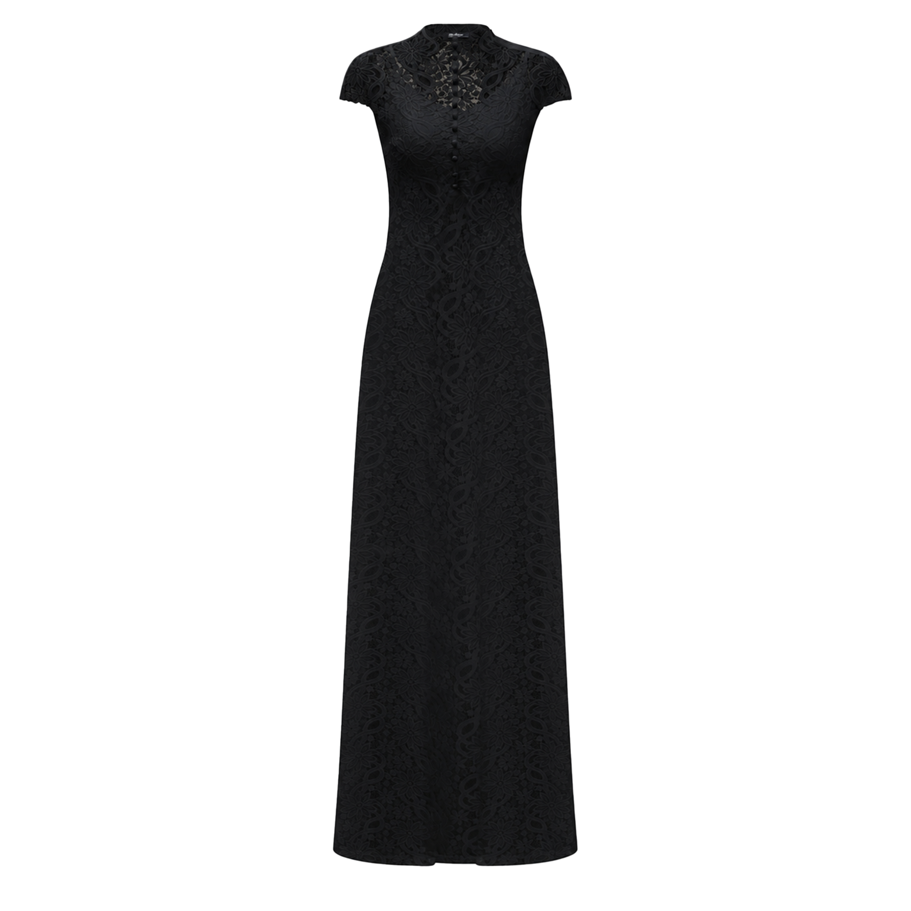 Ensemble Loana : haut et pantalon en dentelle à motifs floraux noirs