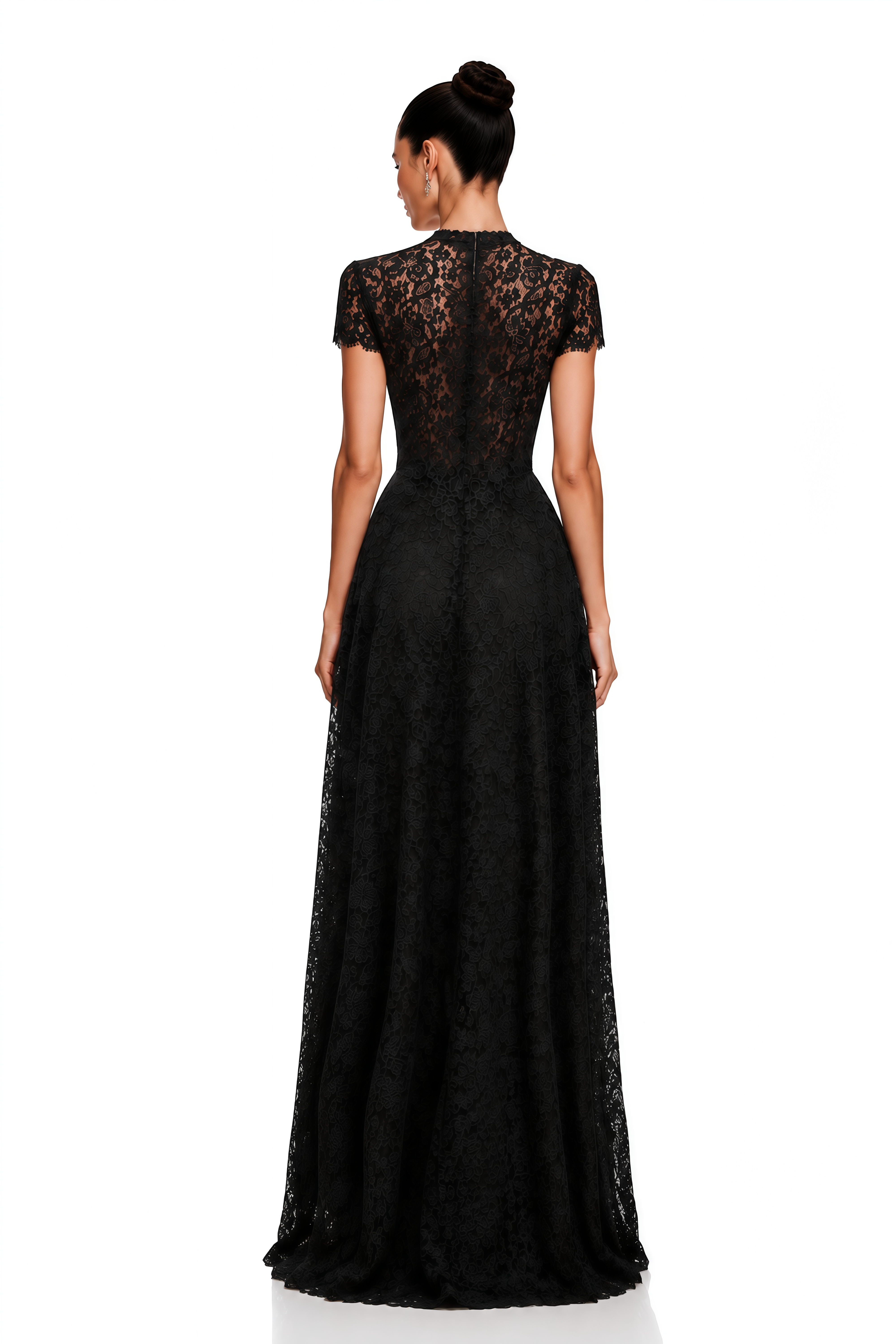Loana Black Floral Lace Top & Trousers Set