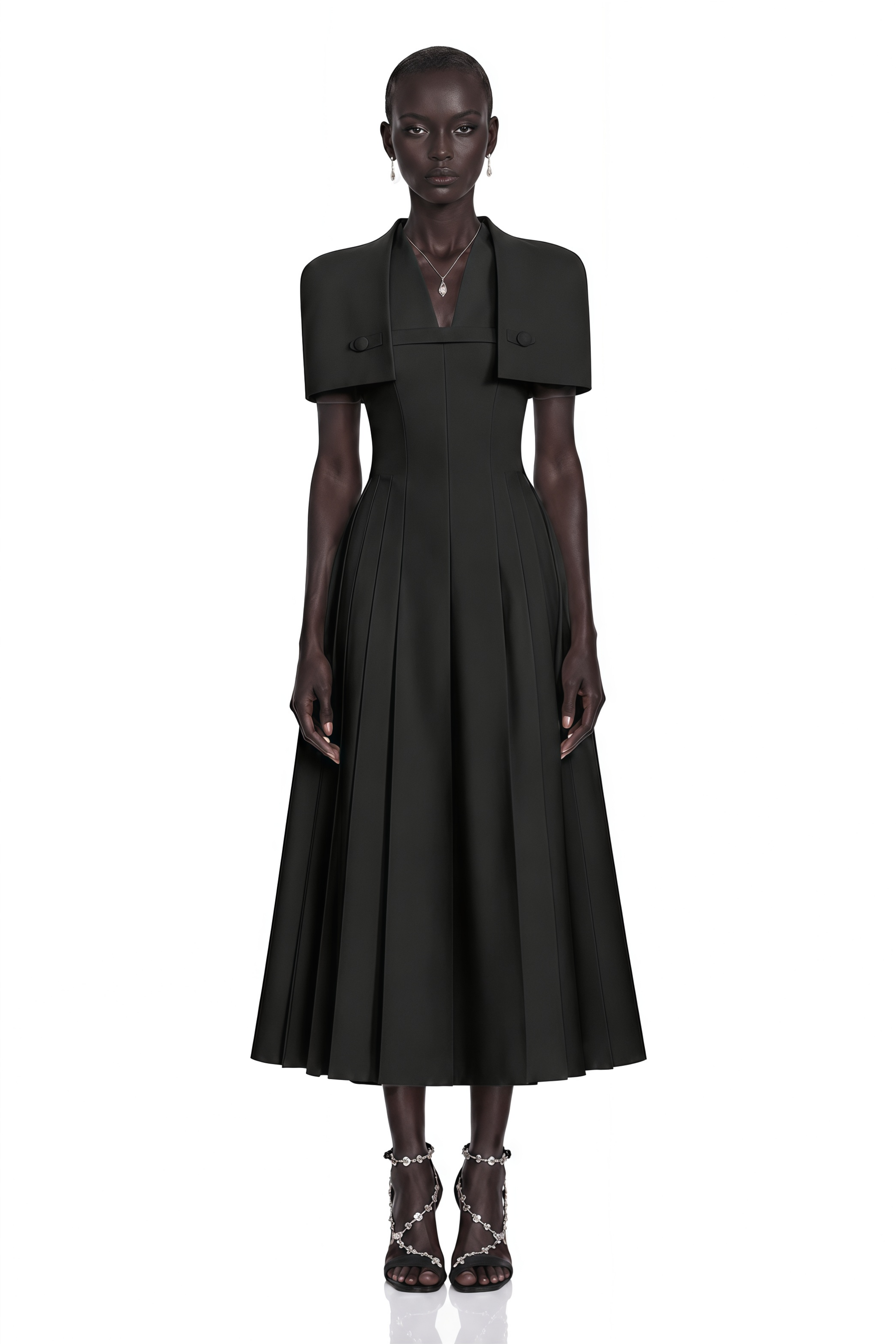 Lovisa Black Shawl Detail Shirred Midi Dress