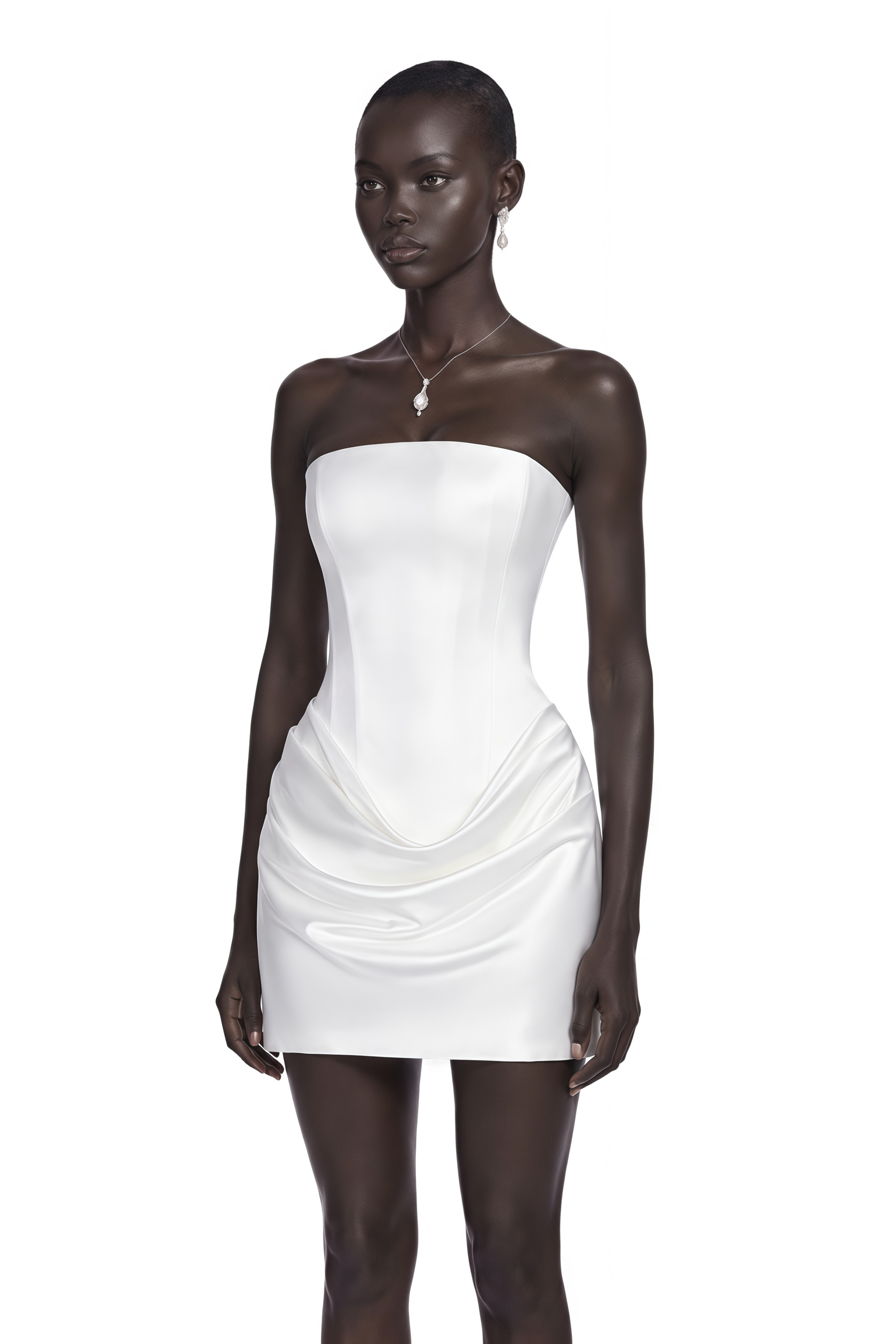 Lucienne White One Shoulder Ruched Mini Dress