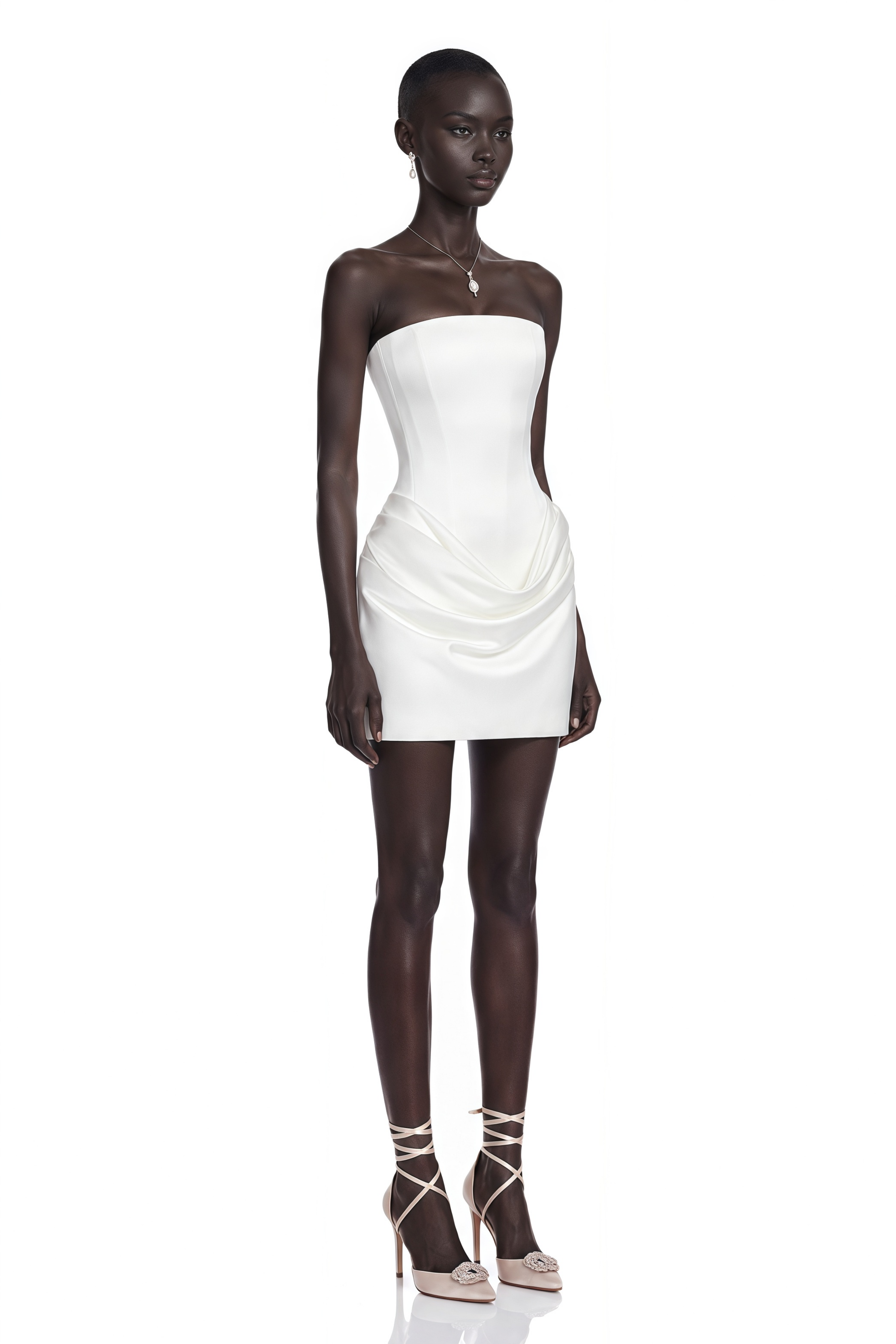 Lucienne White One Shoulder Ruched Mini Dress
