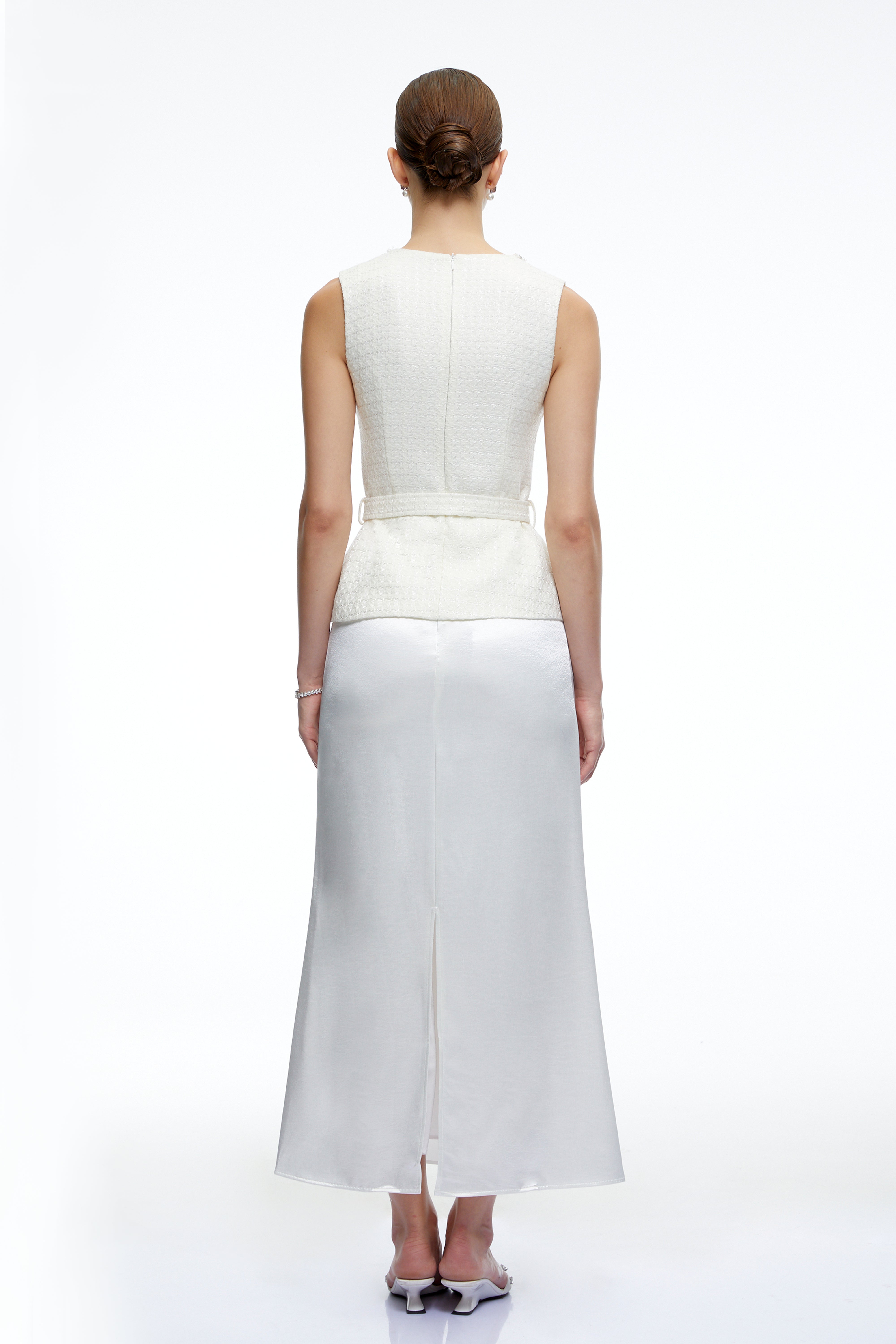 Madison White Tweed Top & Maxi Skirt Set