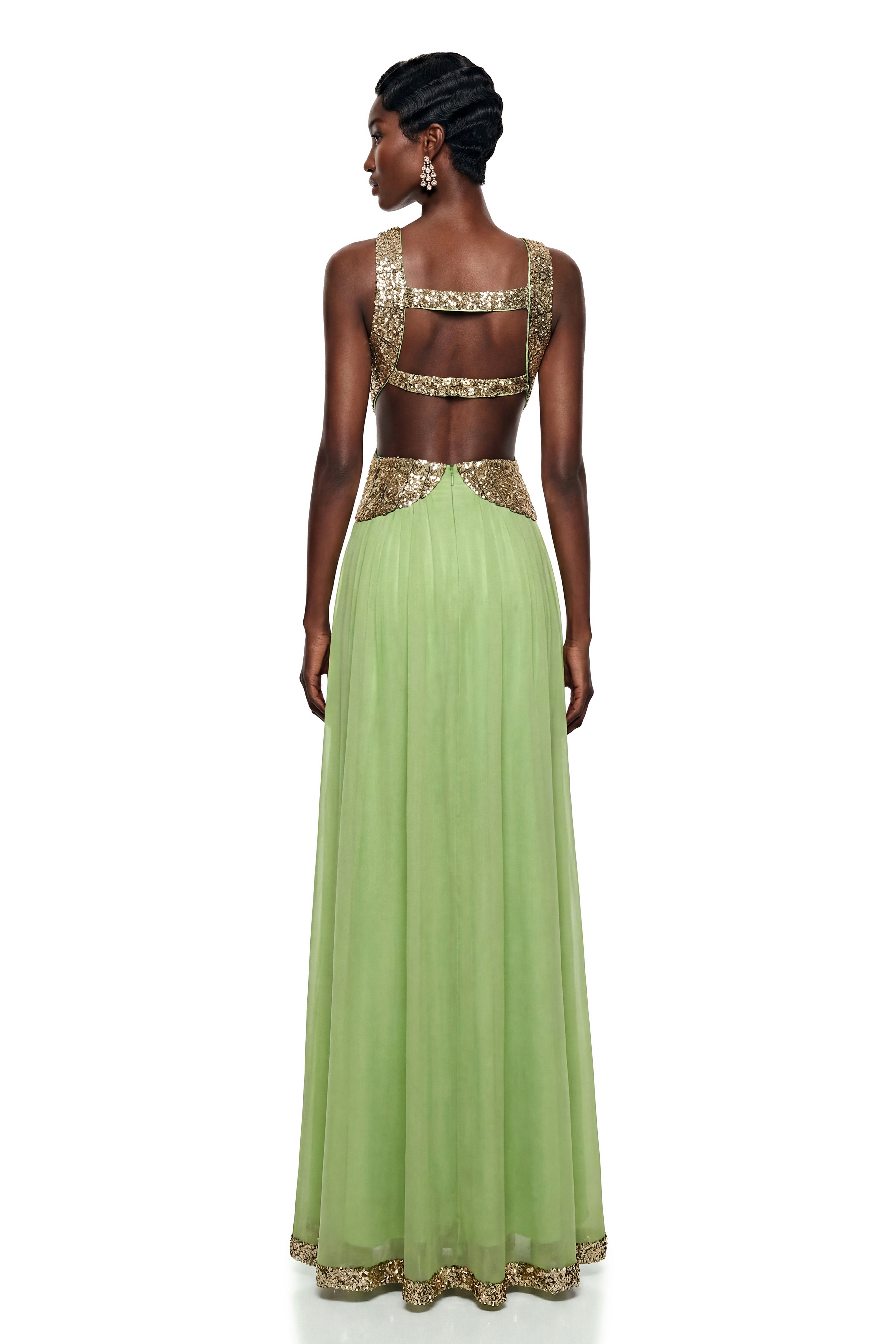 Magnolia Green Halterneck Sequin Maxi Dress (Final Sale-US Only)