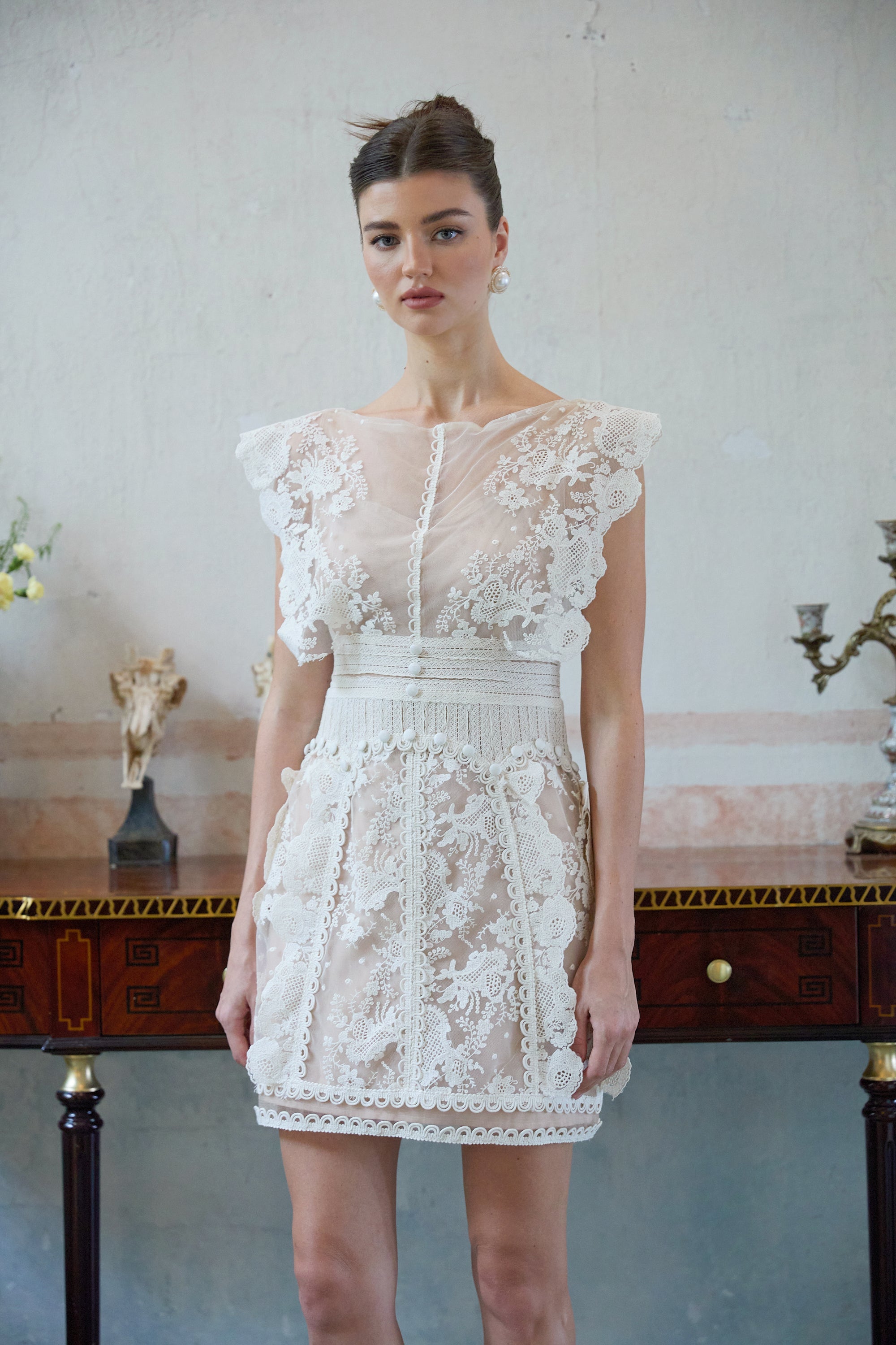 Maïa white floral-embroidered lace mini dress (Final Sale-US Only)