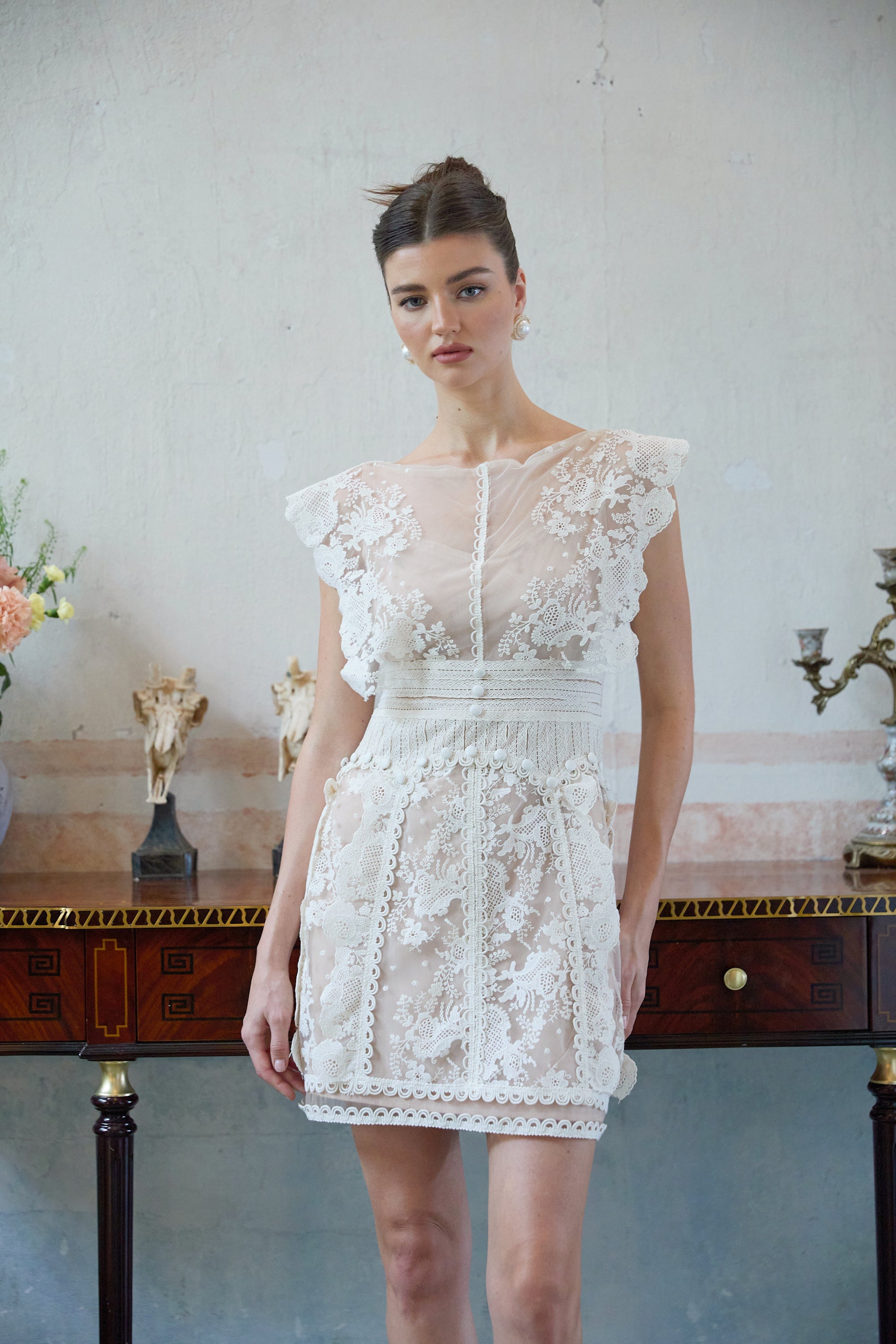 Maïa white floral-embroidered lace mini dress (Final Sale-US Only)