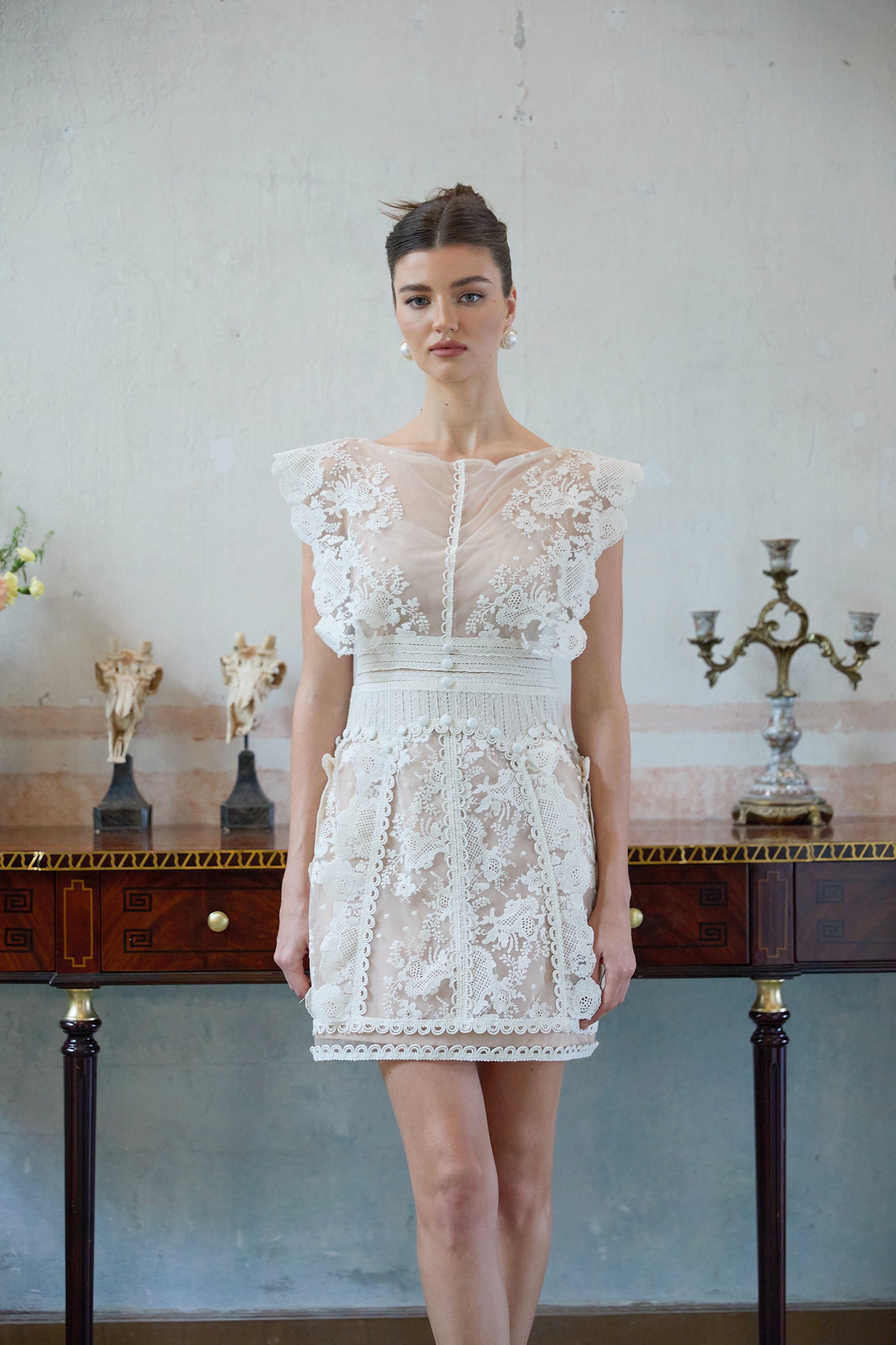 Maïa white floral-embroidered lace mini dress (Final Sale-US Only)