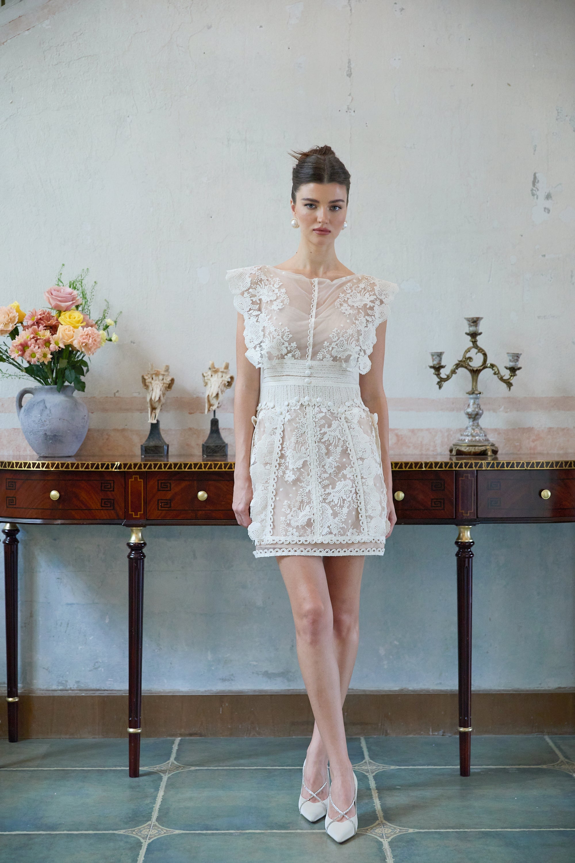 Maïa white floral-embroidered lace mini dress (Final Sale-US Only)