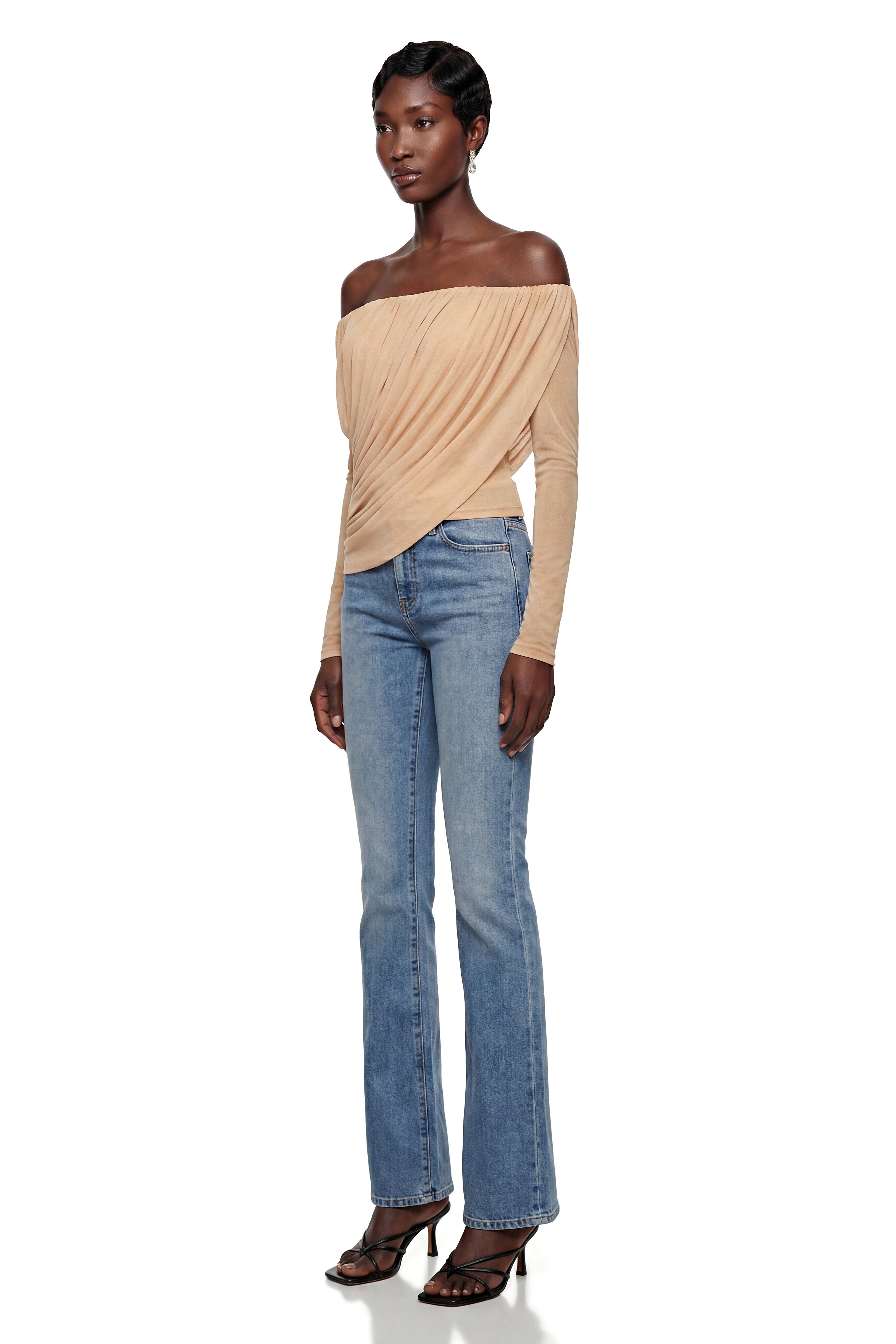 Maisy Brown Asymmetrical Ruched Top