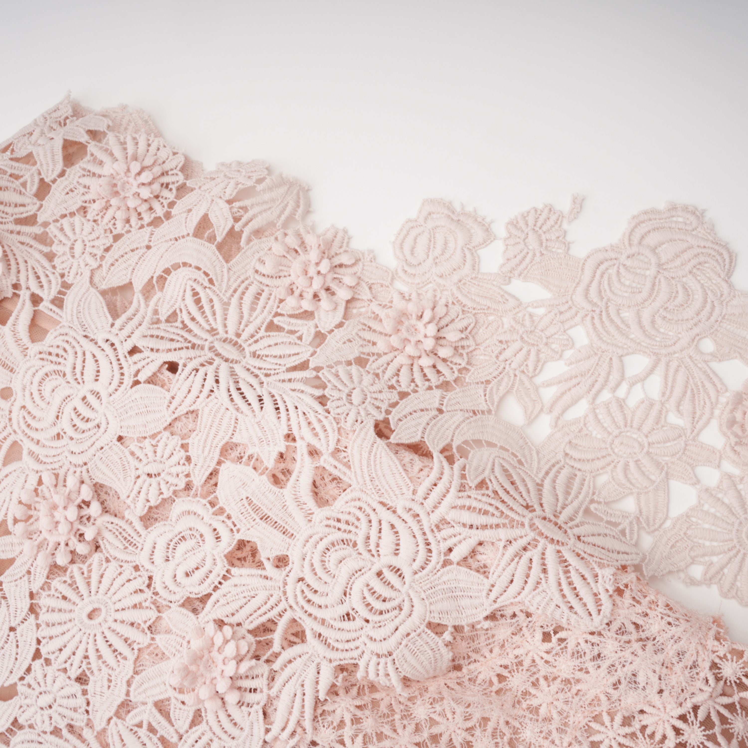 Margaret Light Pink Floral Crochet Midi Dress (Final Sale)