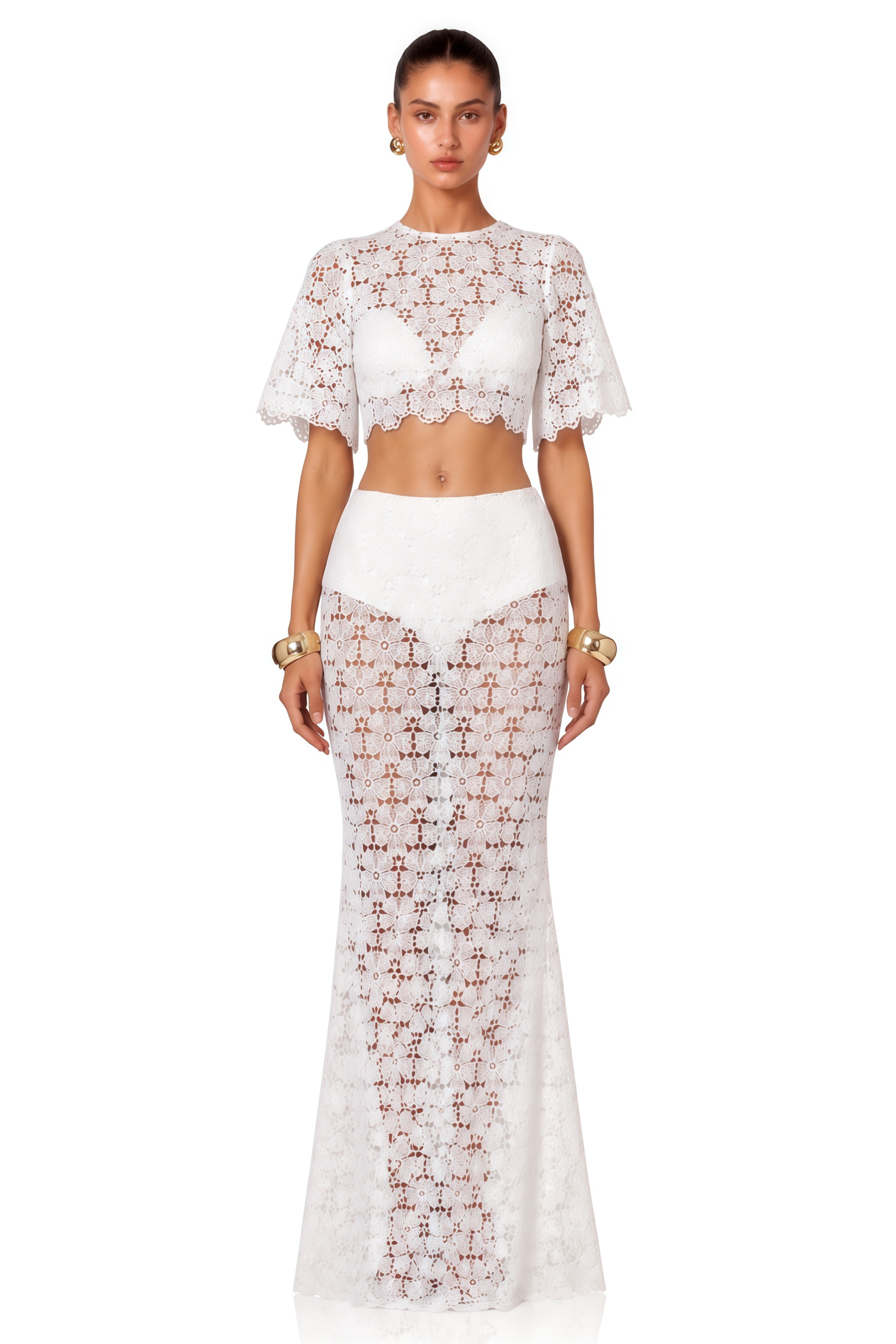 Margaret White Lace Top & Skirt Set