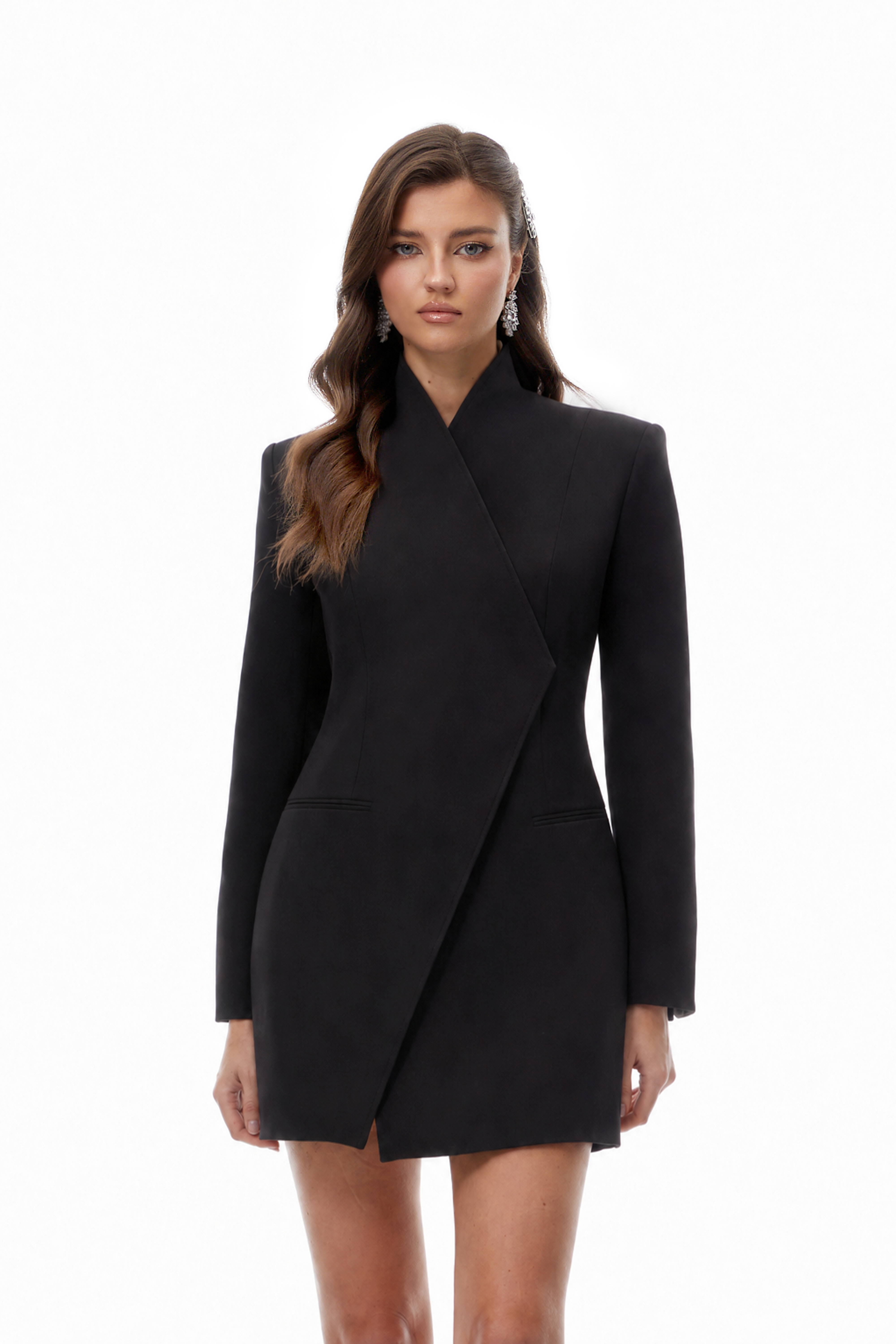 Marjorie Black Stand Collar Mini Blazer Dress