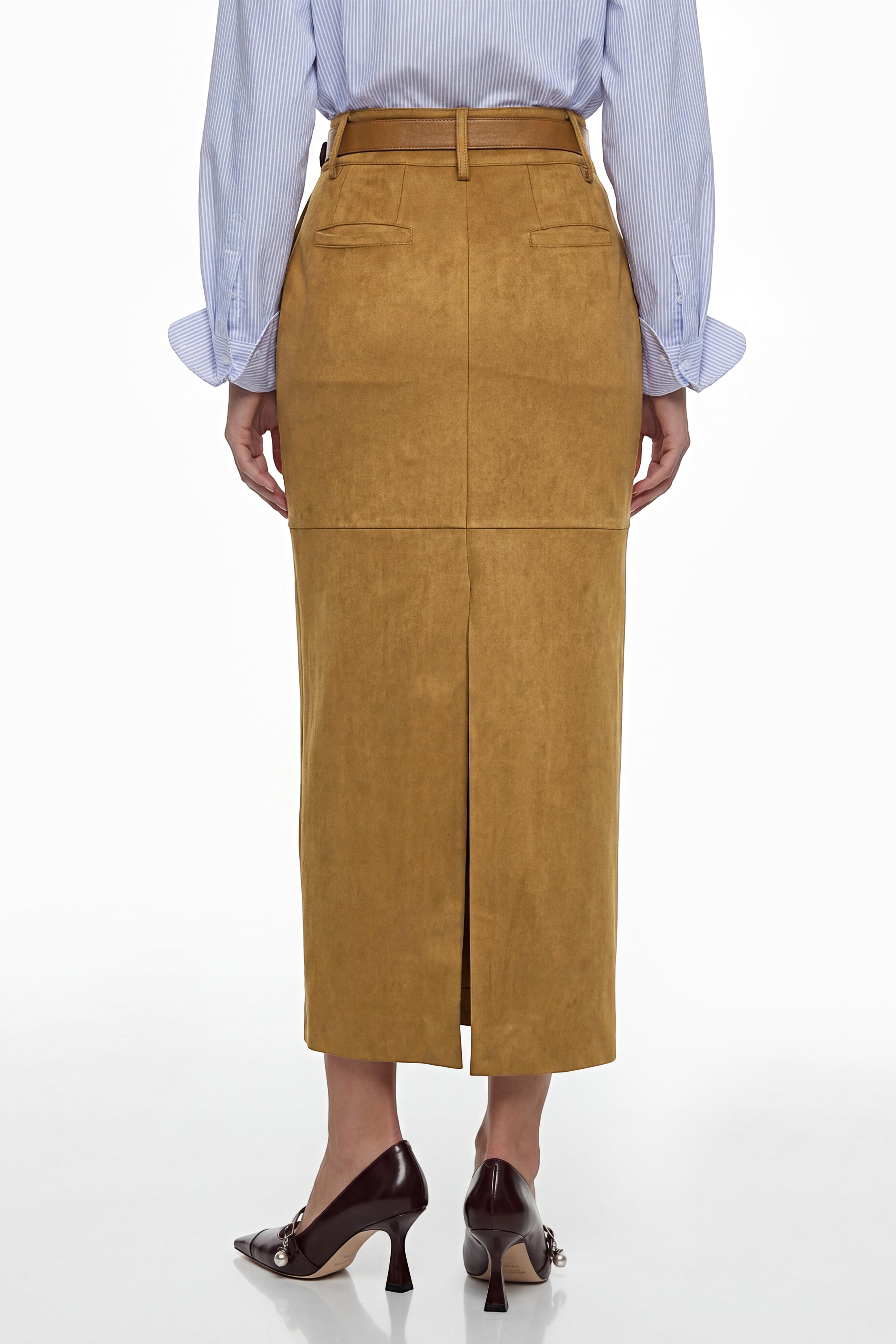 Matilda Brown Faux Suede Skirt (Final Sale)