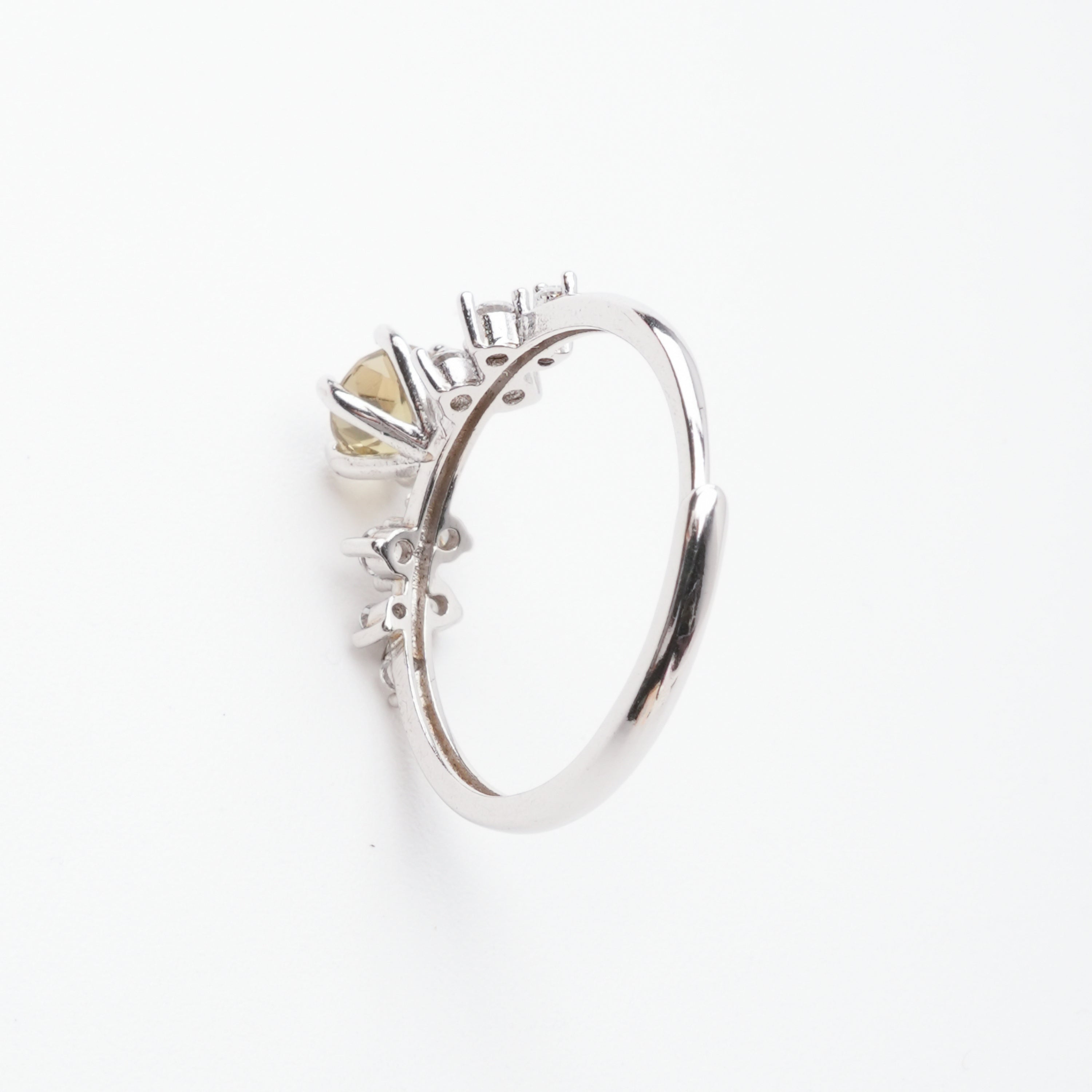 Mireille Olive Green Round Cut Cluster Sterling Silver Ring
