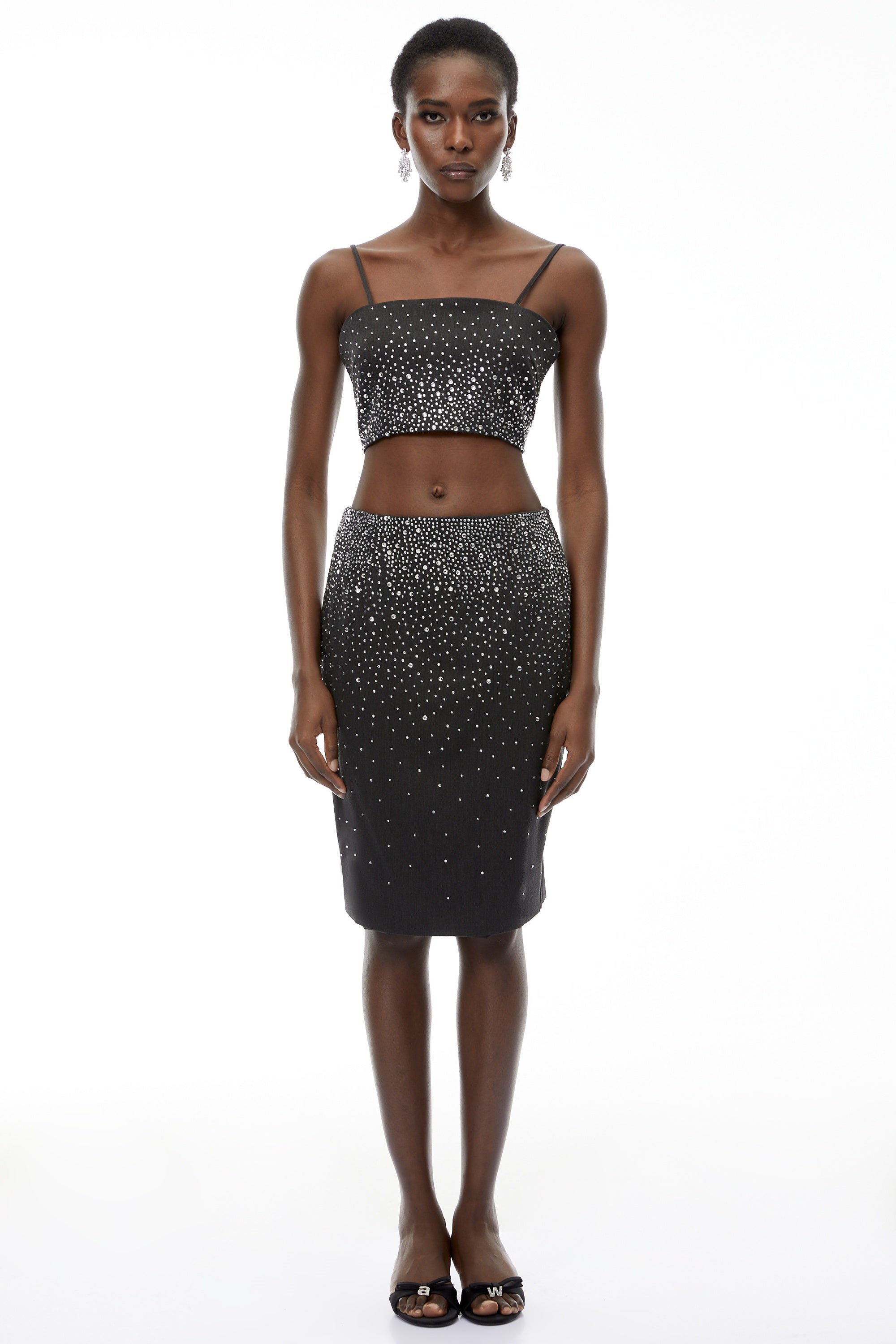 Nicola Grey Fully Embellished Skirt (Final Sale)