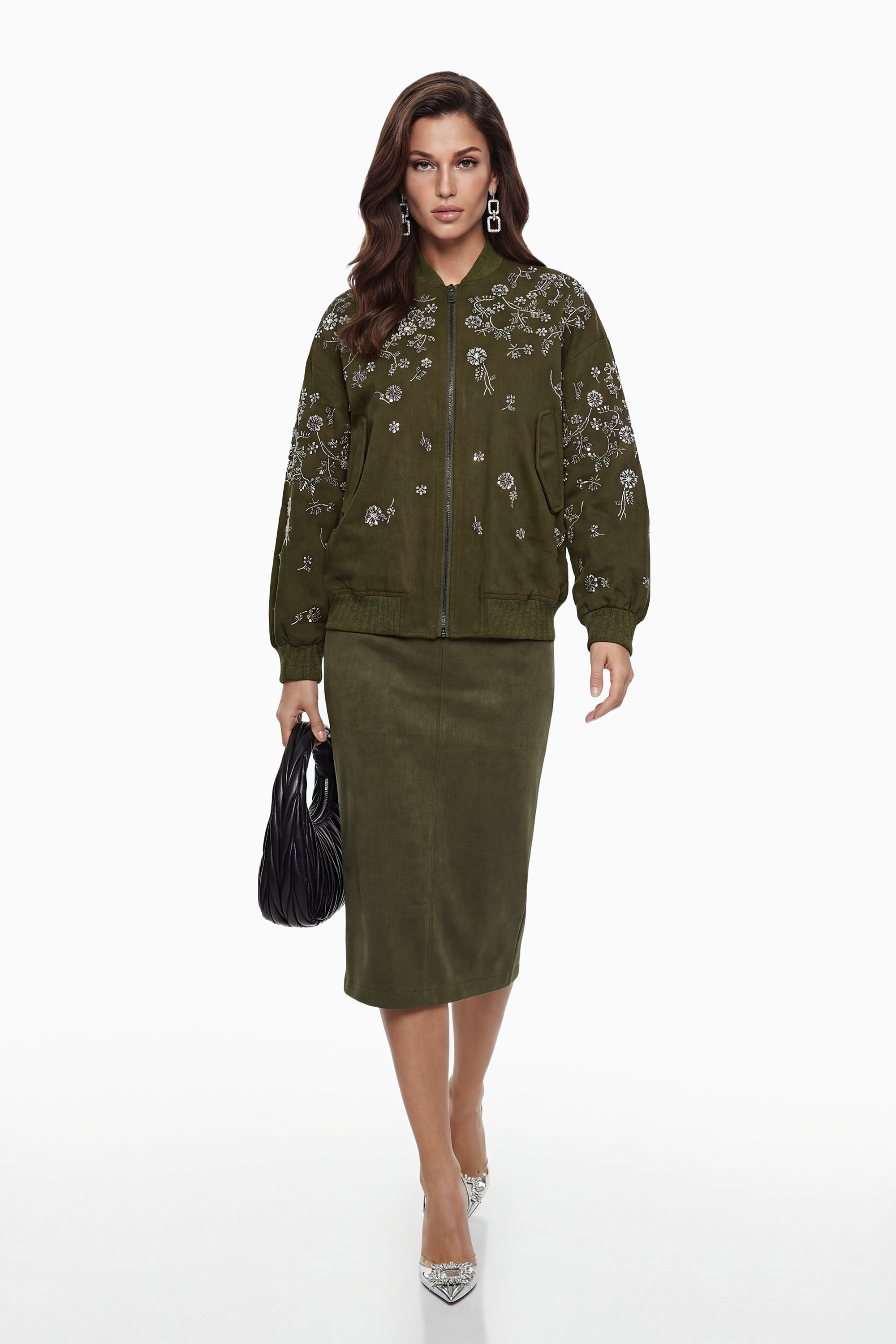 Nicole Green Jacket with Floral Embroidered (Final Sale-US Only)