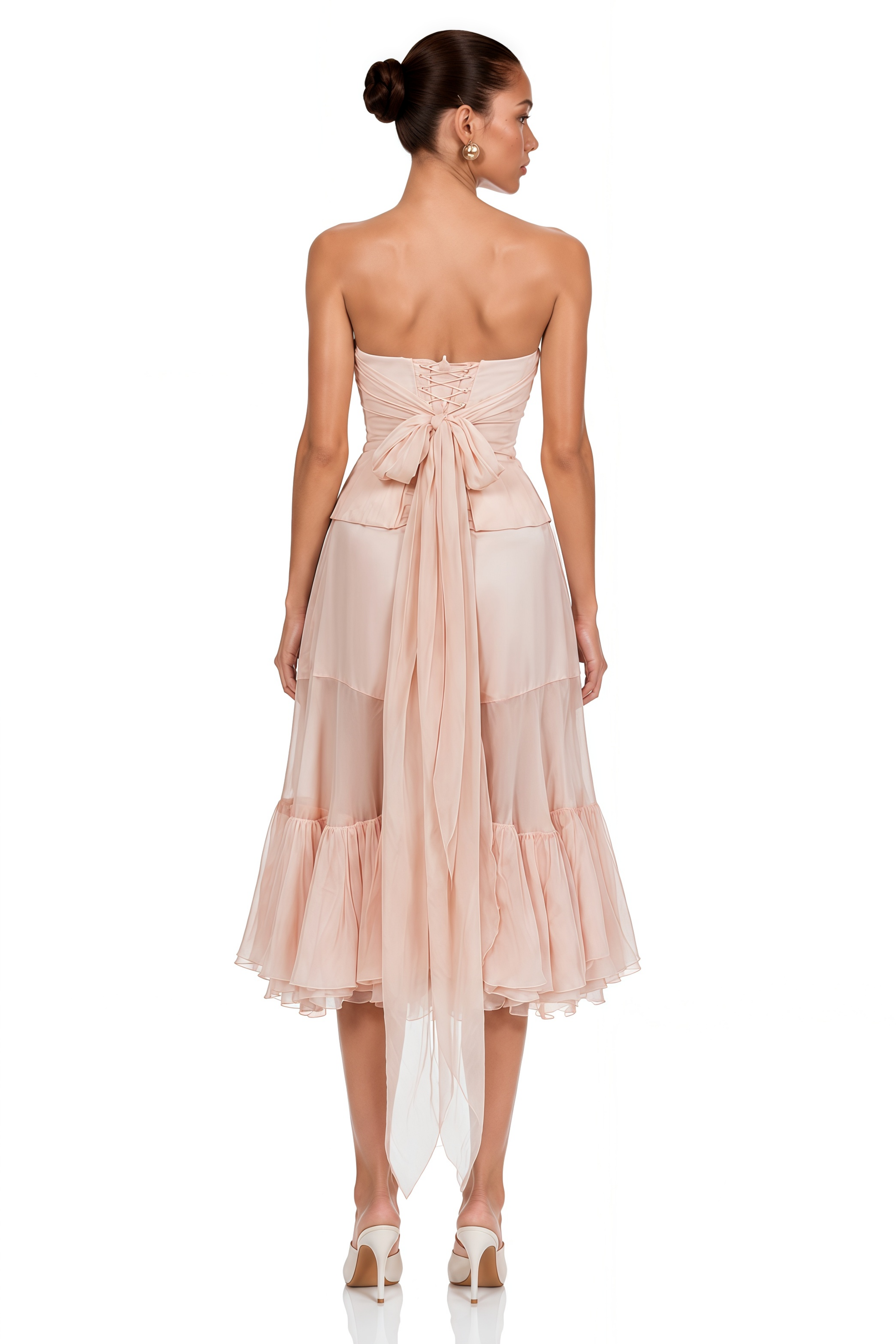 Noelie Pink Lace Strapless Top & Skirt Set