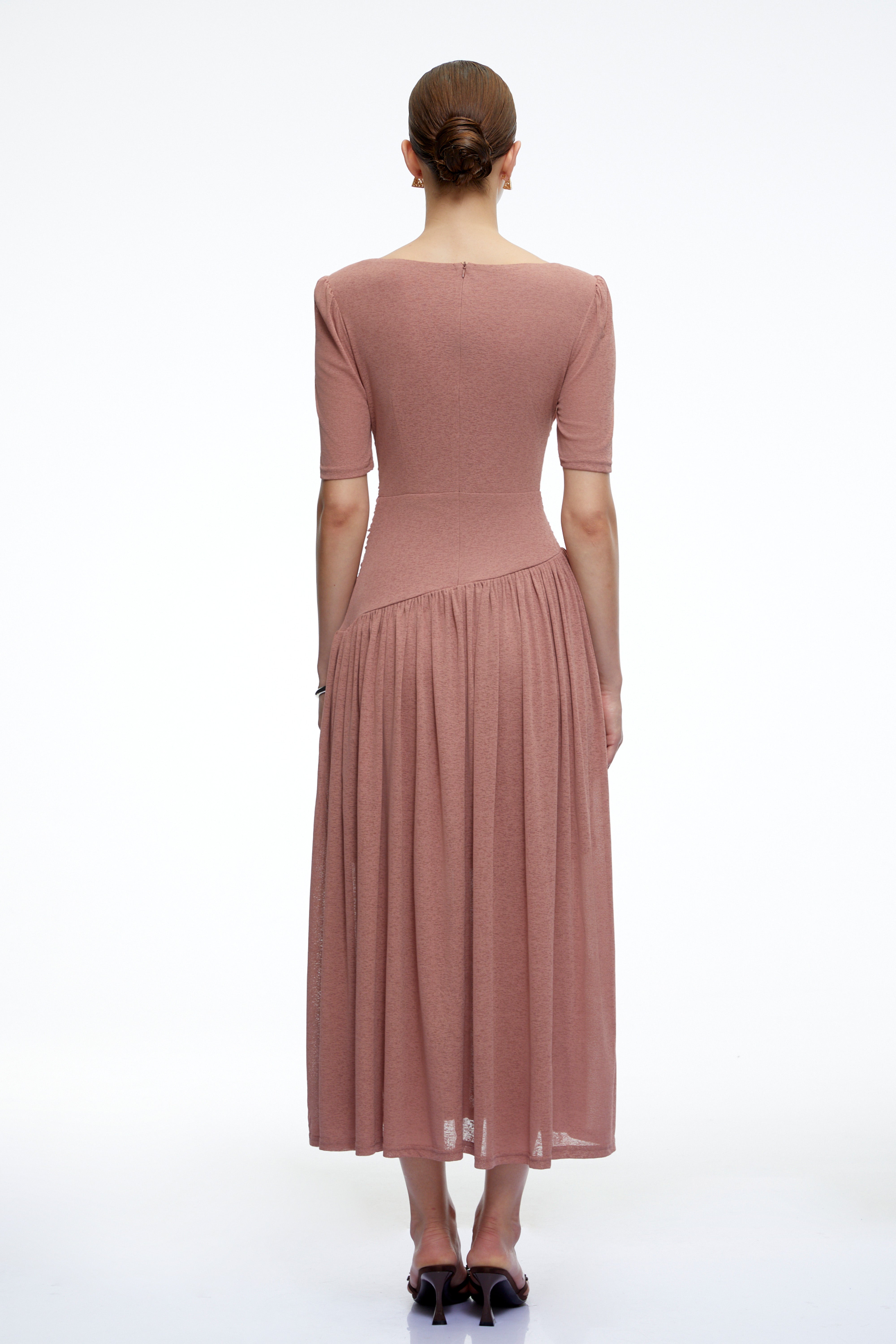 Nolwenn Pink Ruched Maxi Dress with Cut-Out