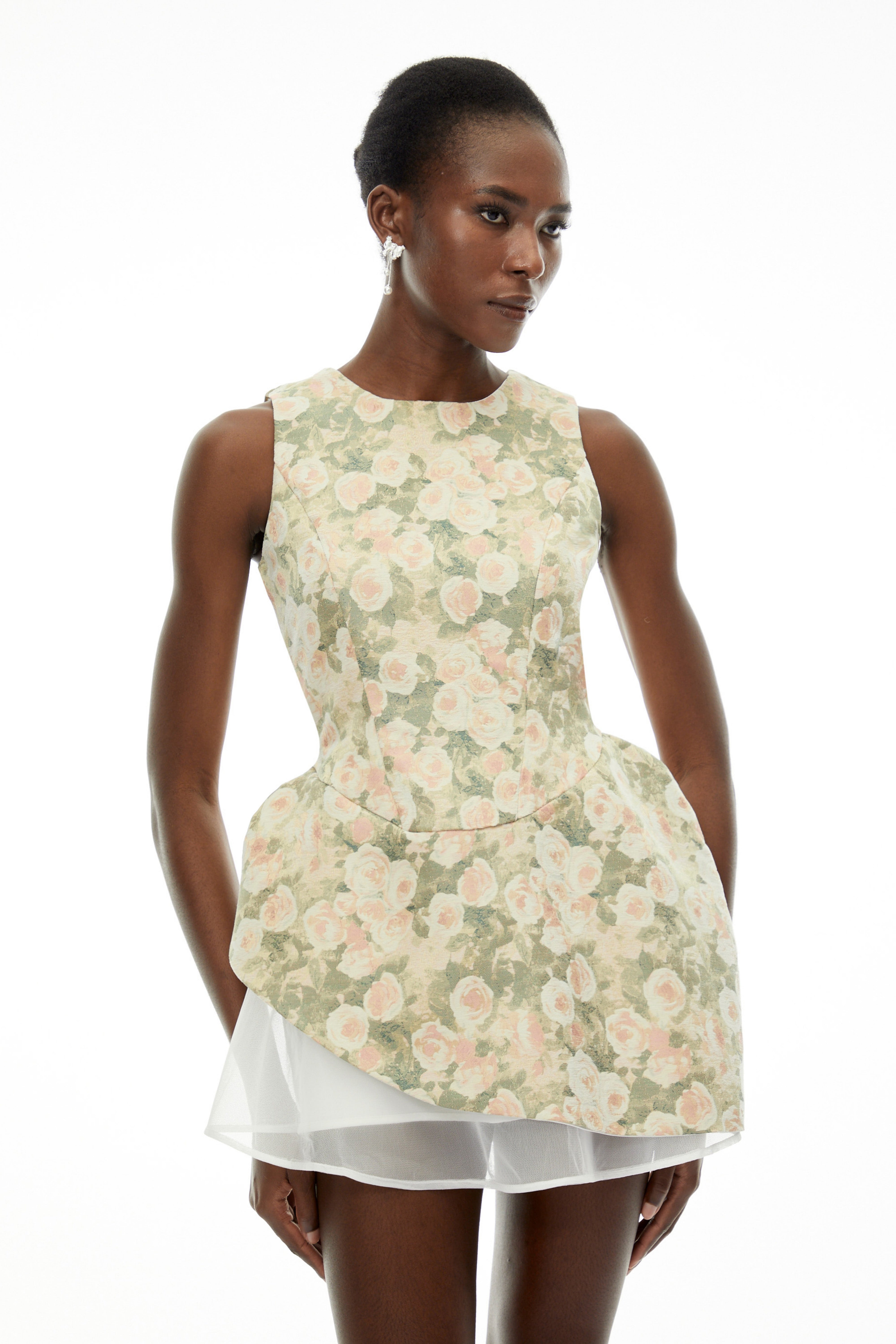 Olympia Green Sleeveless Floral Print Mini Dress (Final Sale-US Only)
