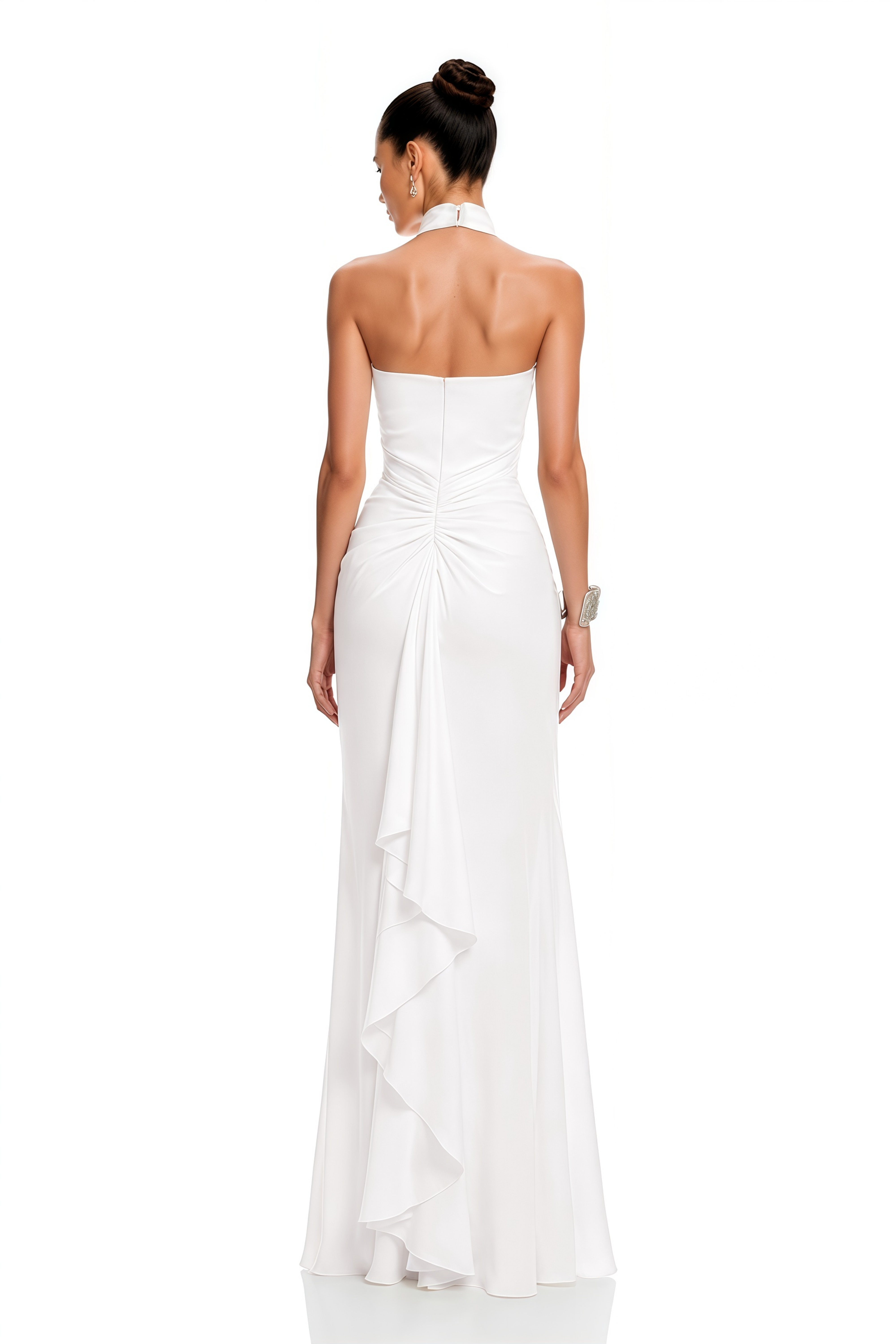 Olympia White Draped Halterneck Maxi Dress
