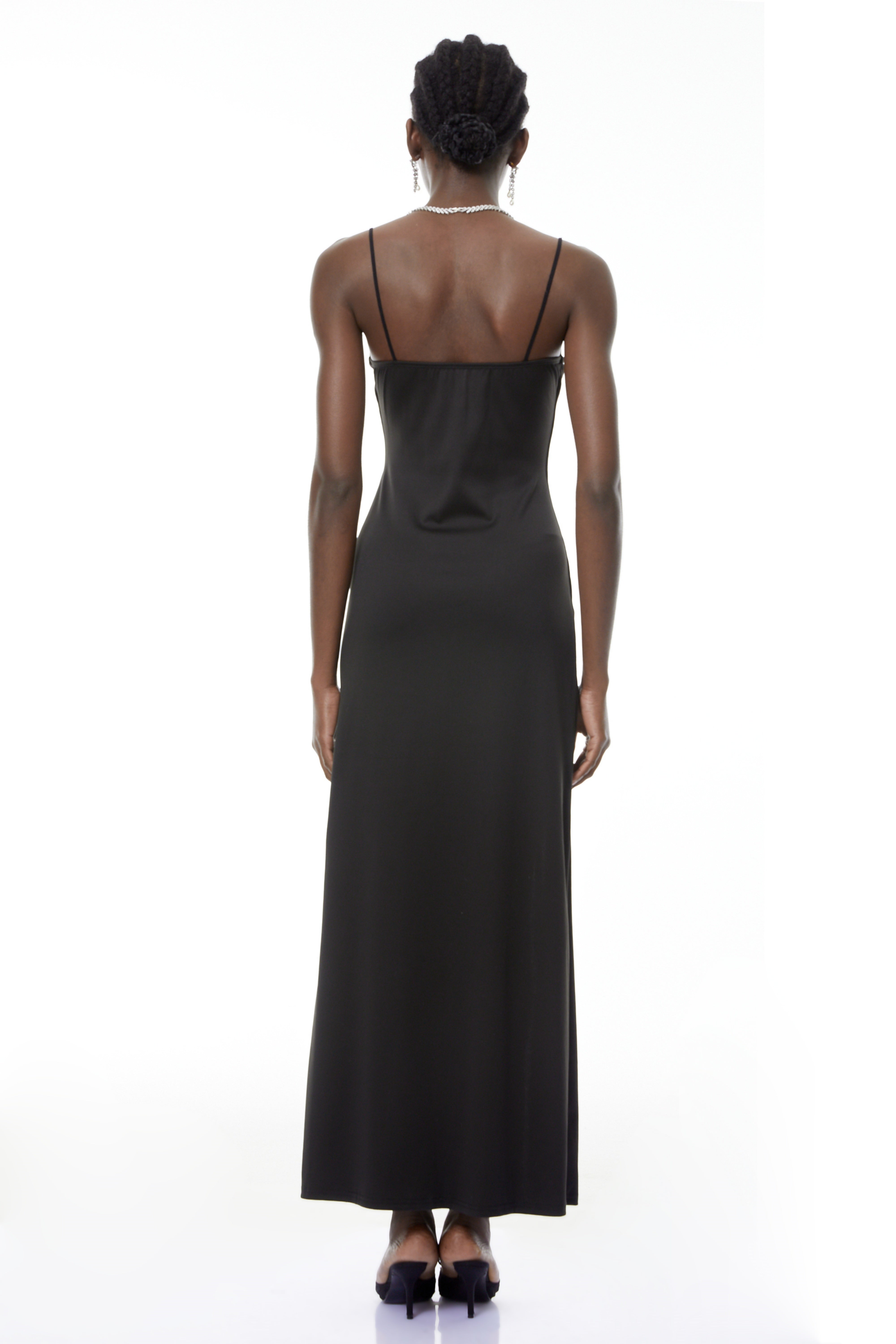 Robe longue à découpes Oona Black avec fente haute