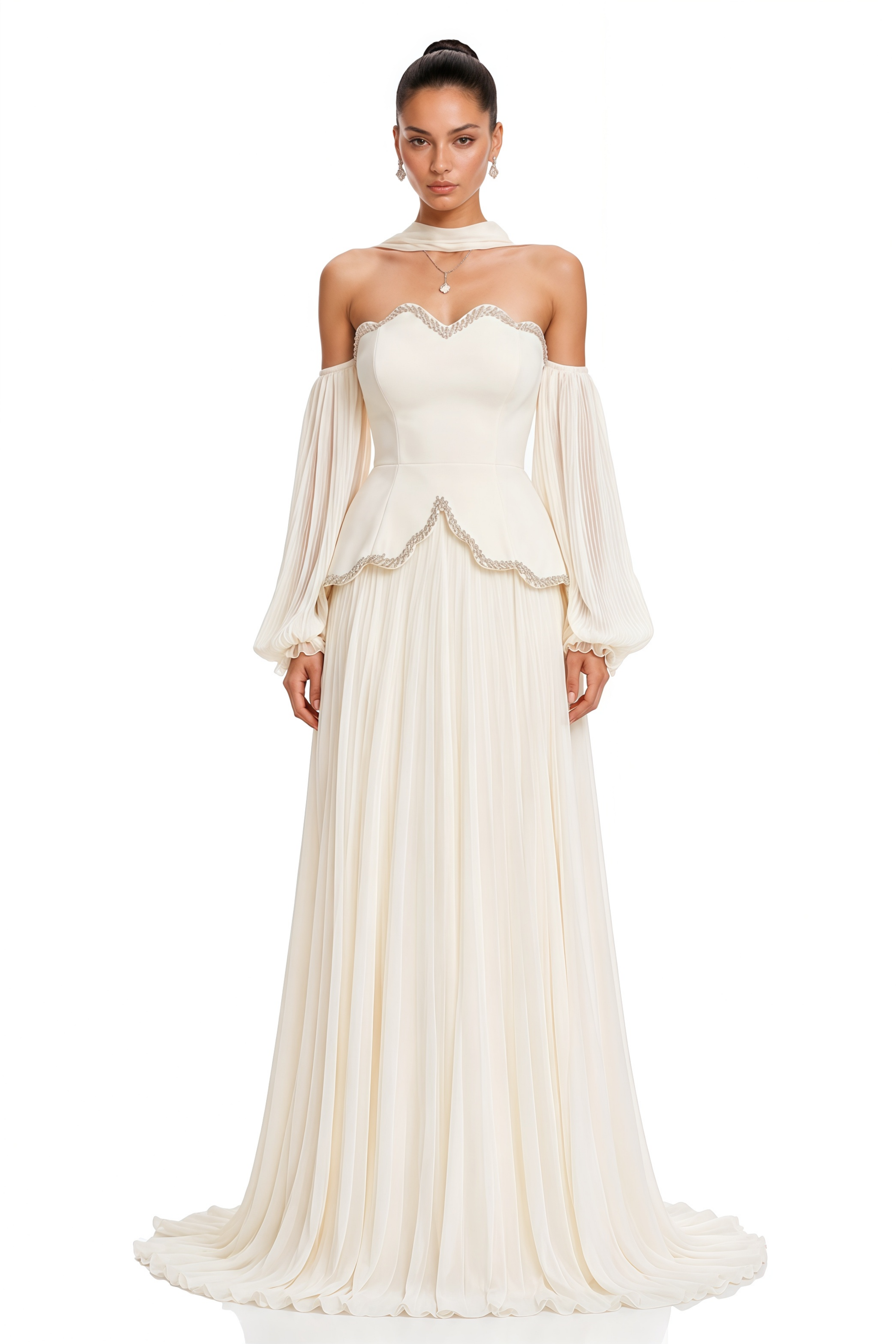 Oriane White Off Shoulder Puff Sleeve Maxi Dress