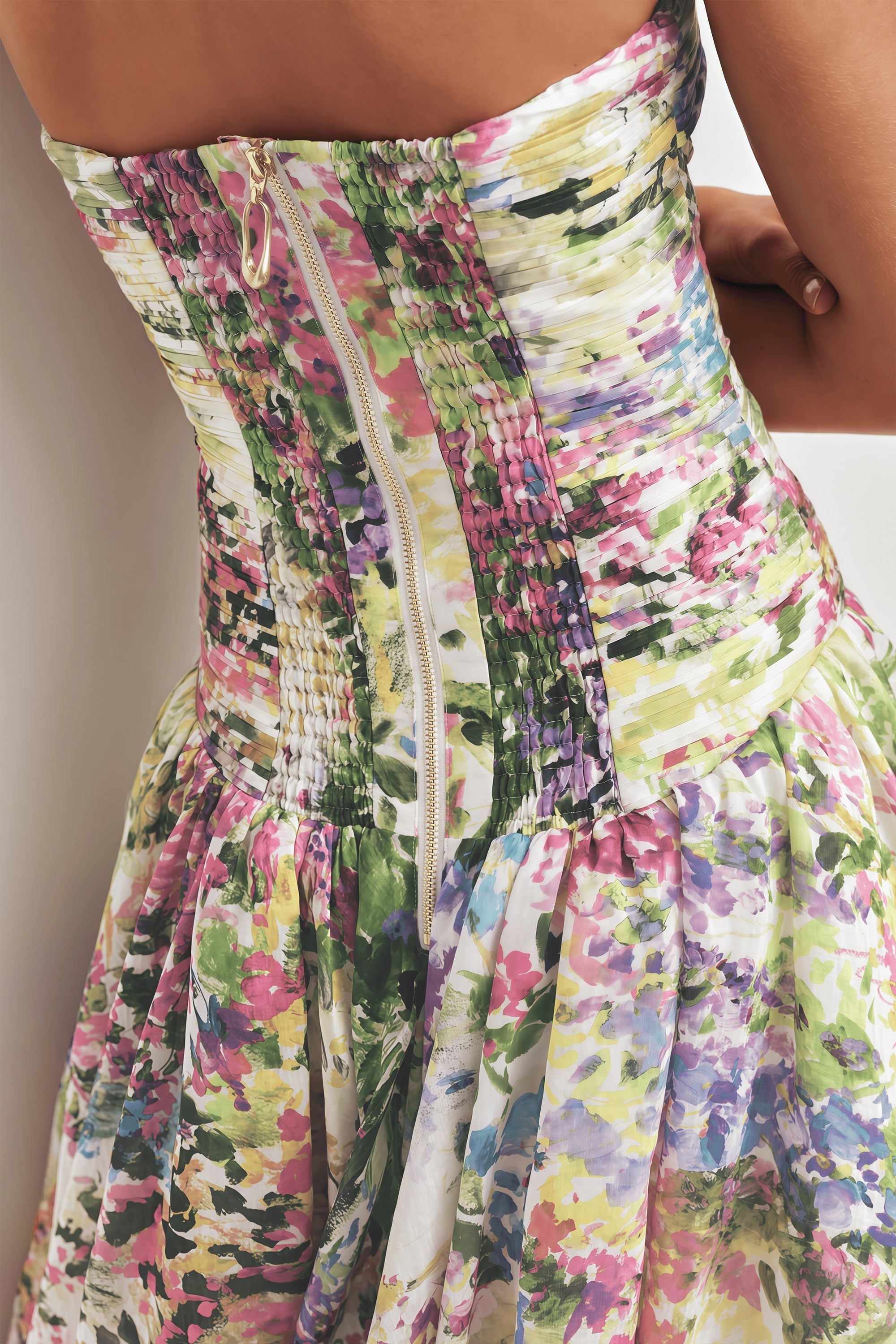 Floral Print Pleated Maxi Dress