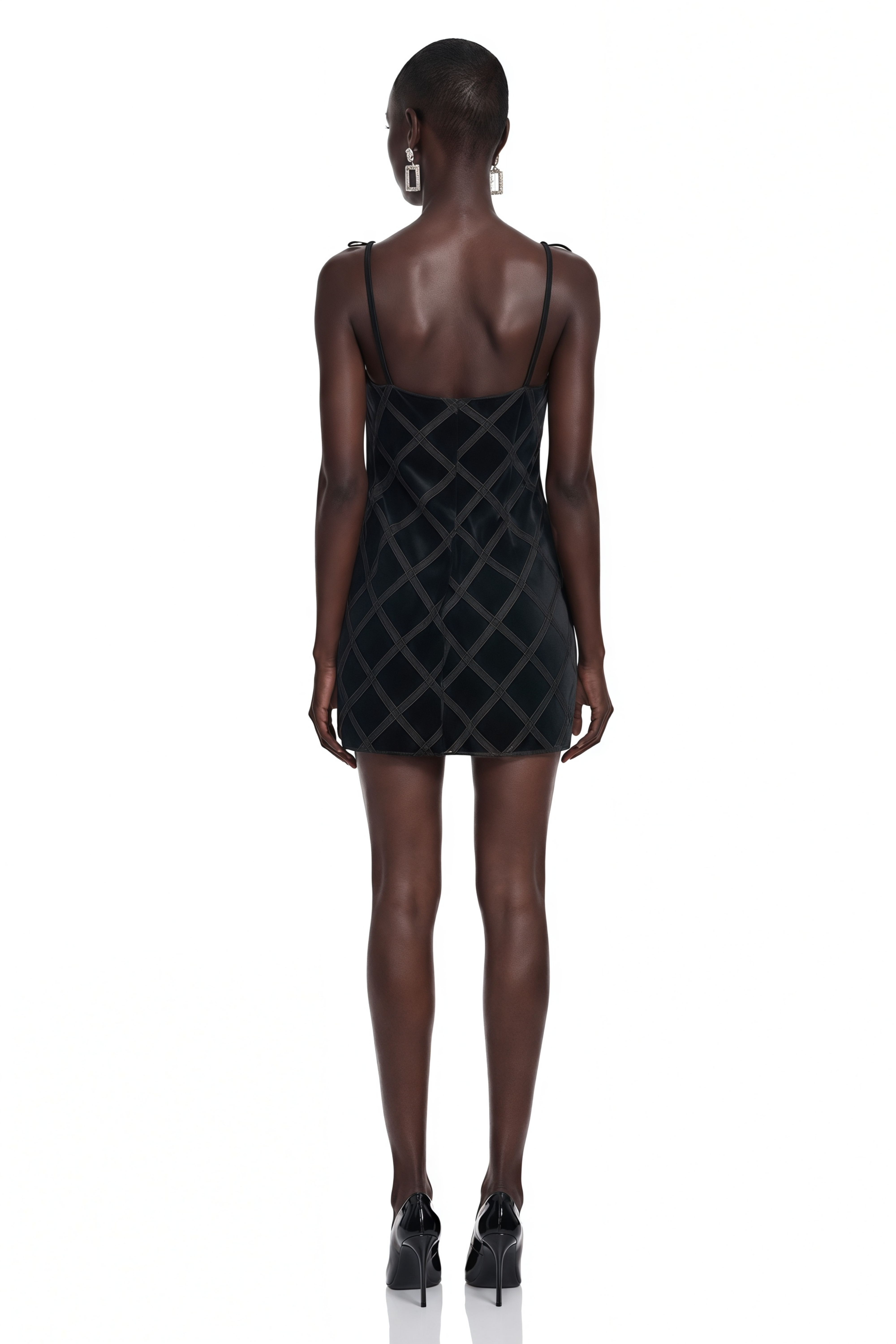 Pavla Black Cut-Out Velvet Mini Dress with Bow