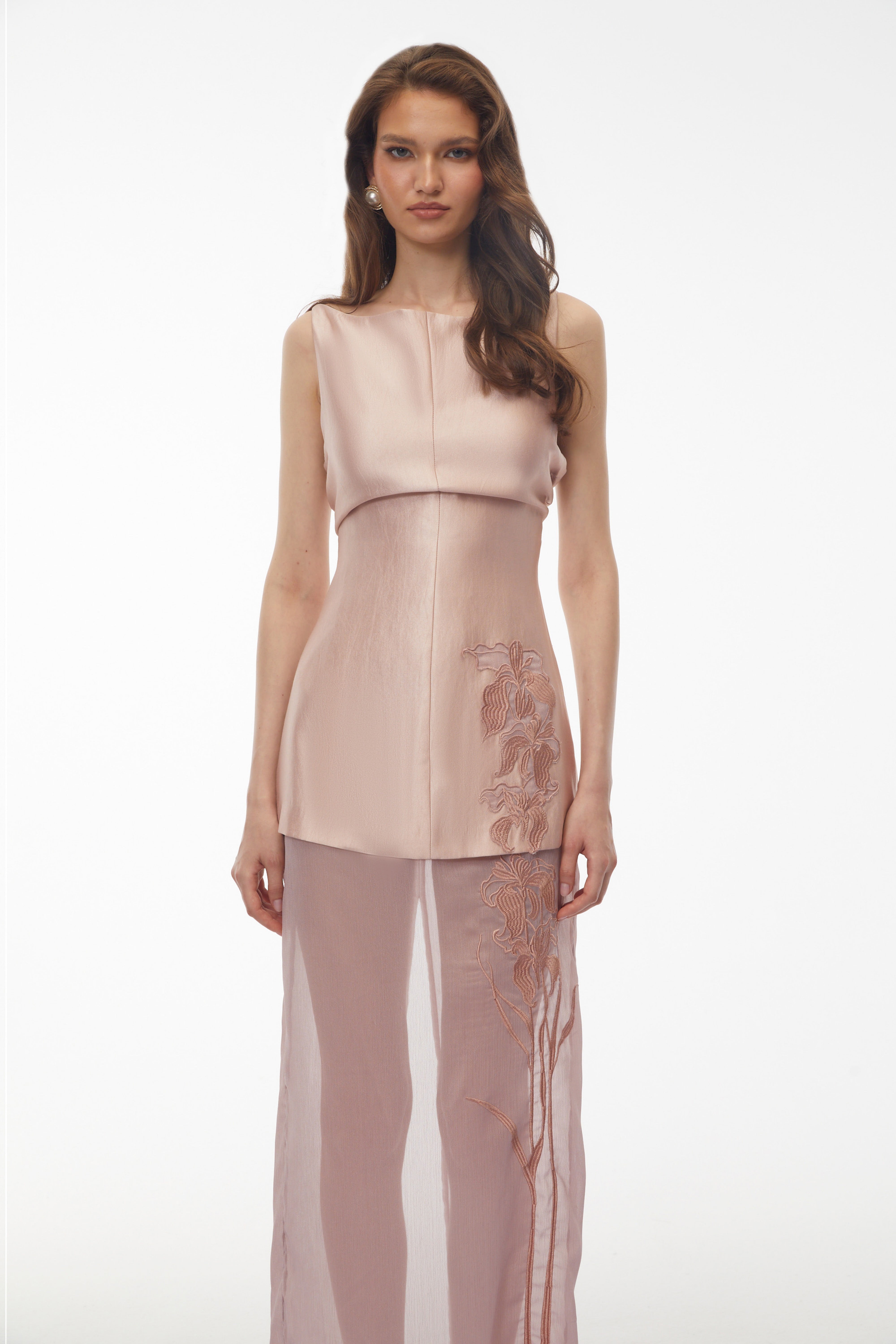 Quiteria Blush Pink Floral Embroidered Maxi Dress (Final Sale)