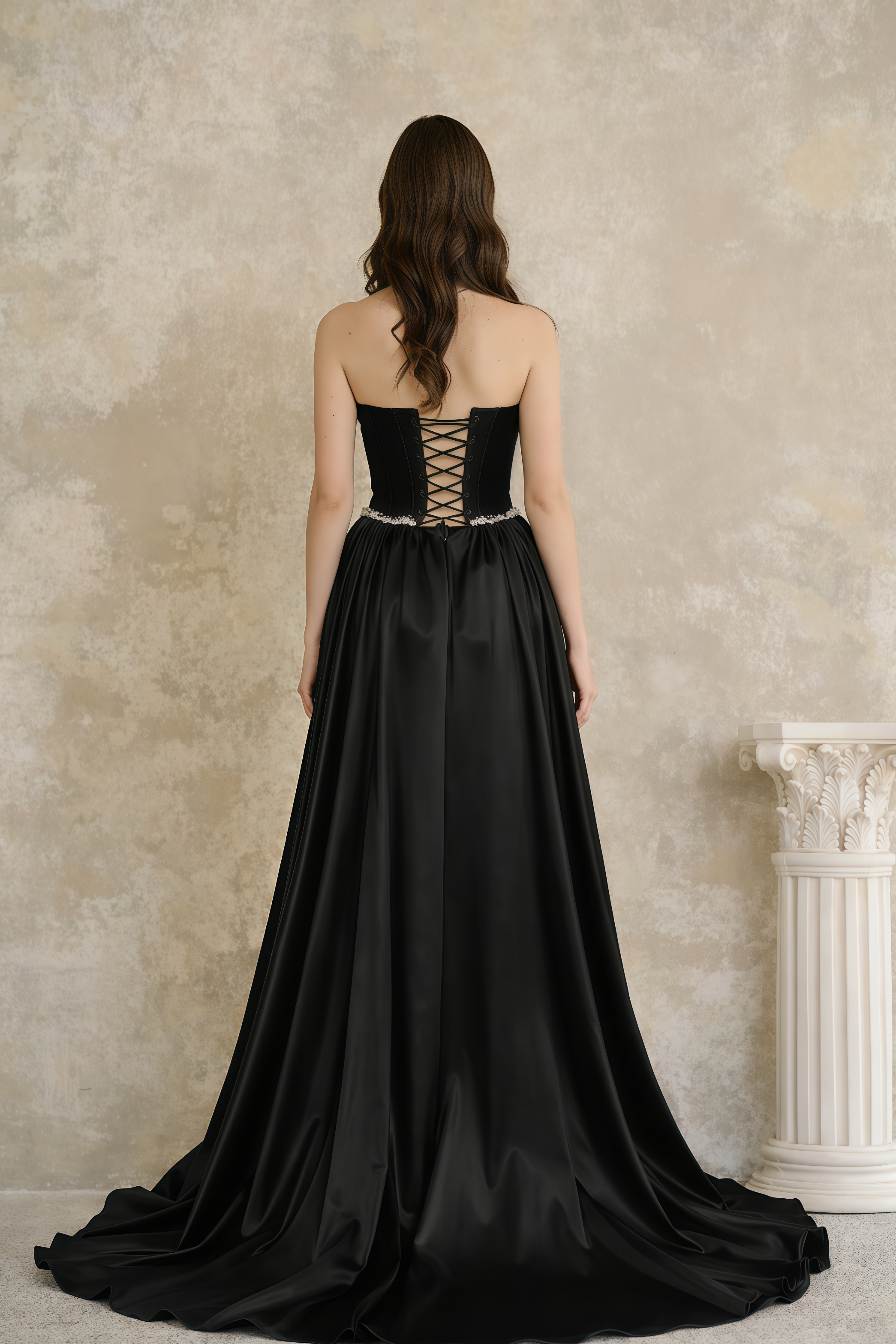 Raffaella Black Pearl Trim Maxi Gown (Final Sale-US Only)