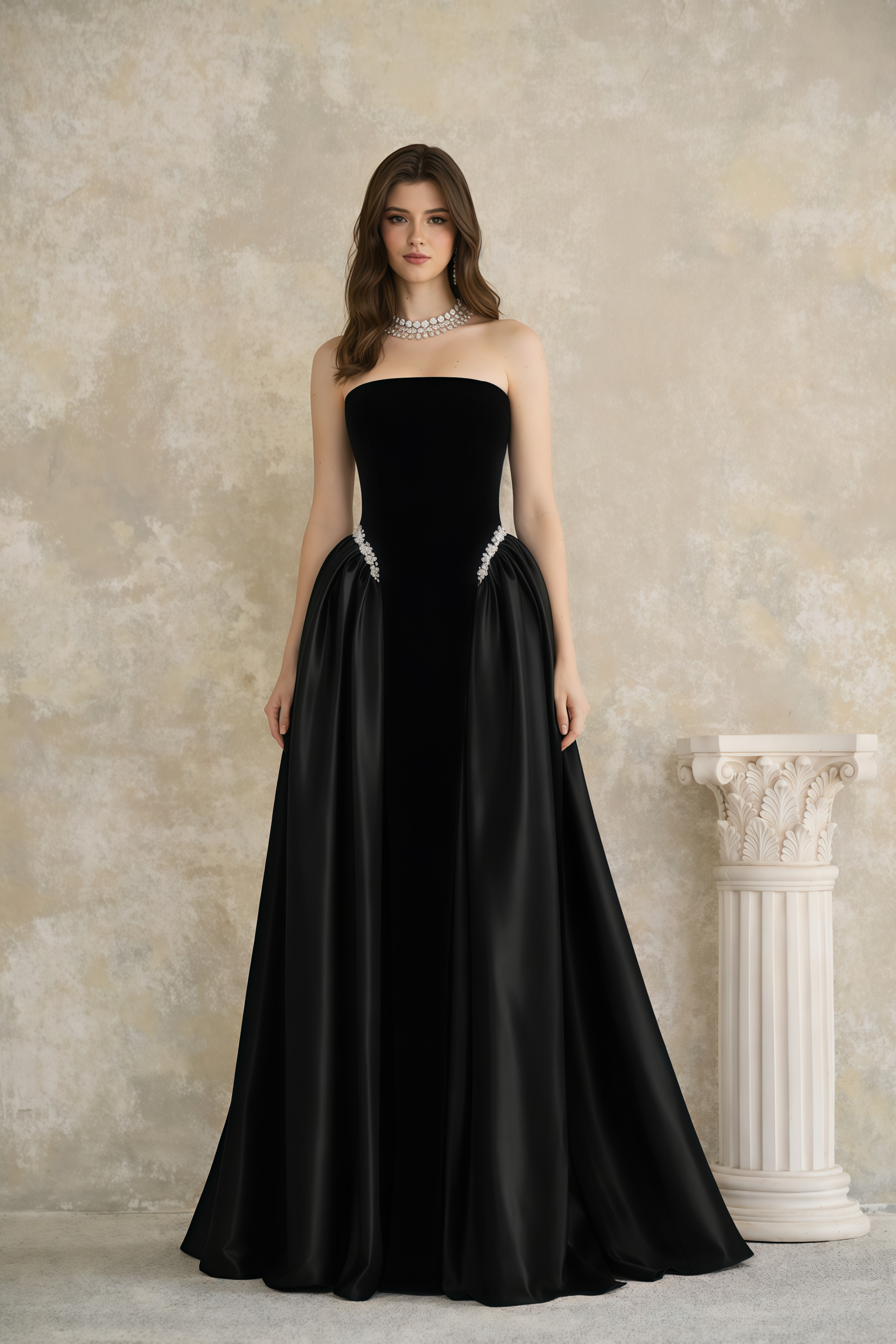 Raffaella Black Pearl Trim Maxi Gown (Final Sale-US Only)