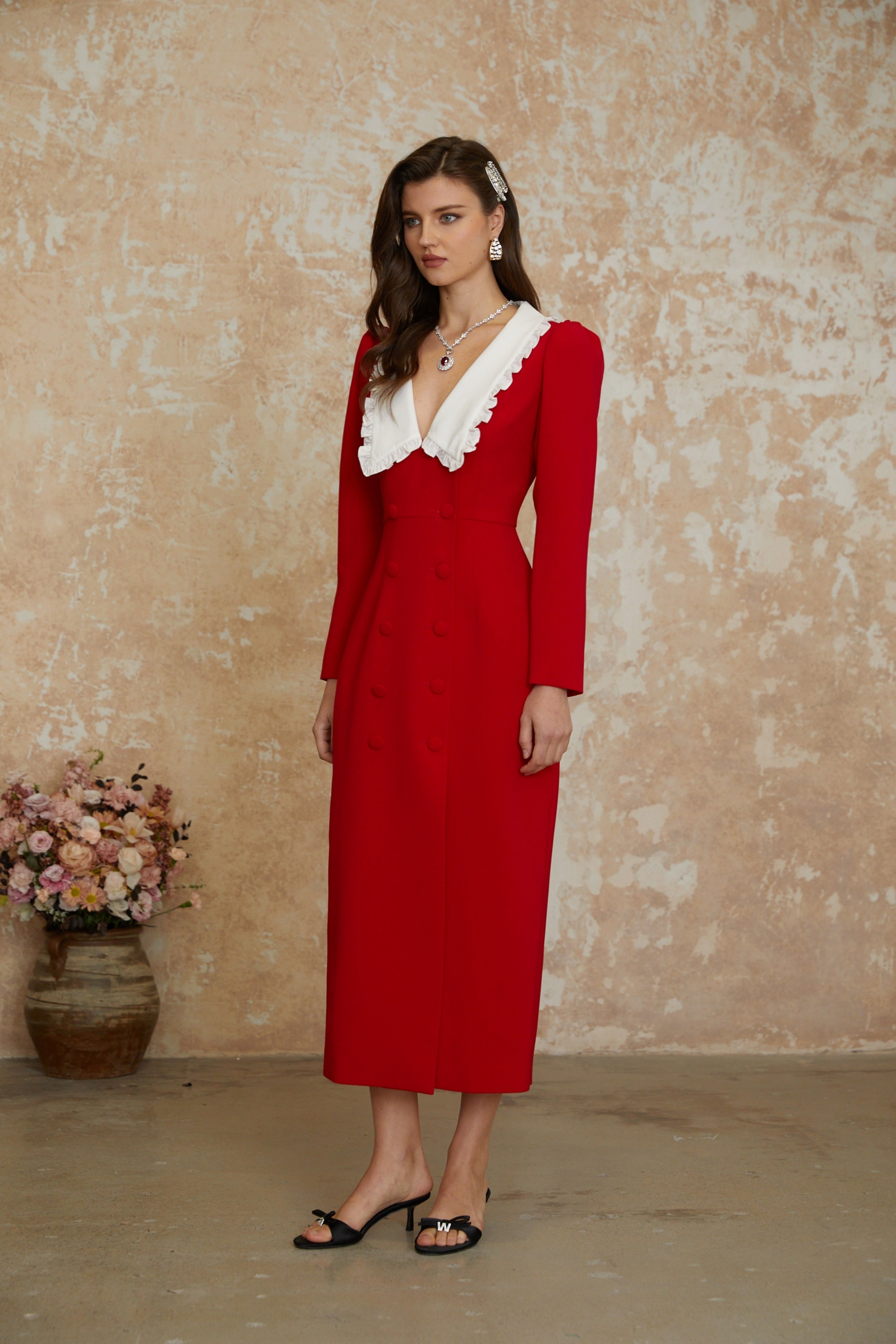 Rorie Red Double-Breasted Blazer Midi Dress (Final Sale)