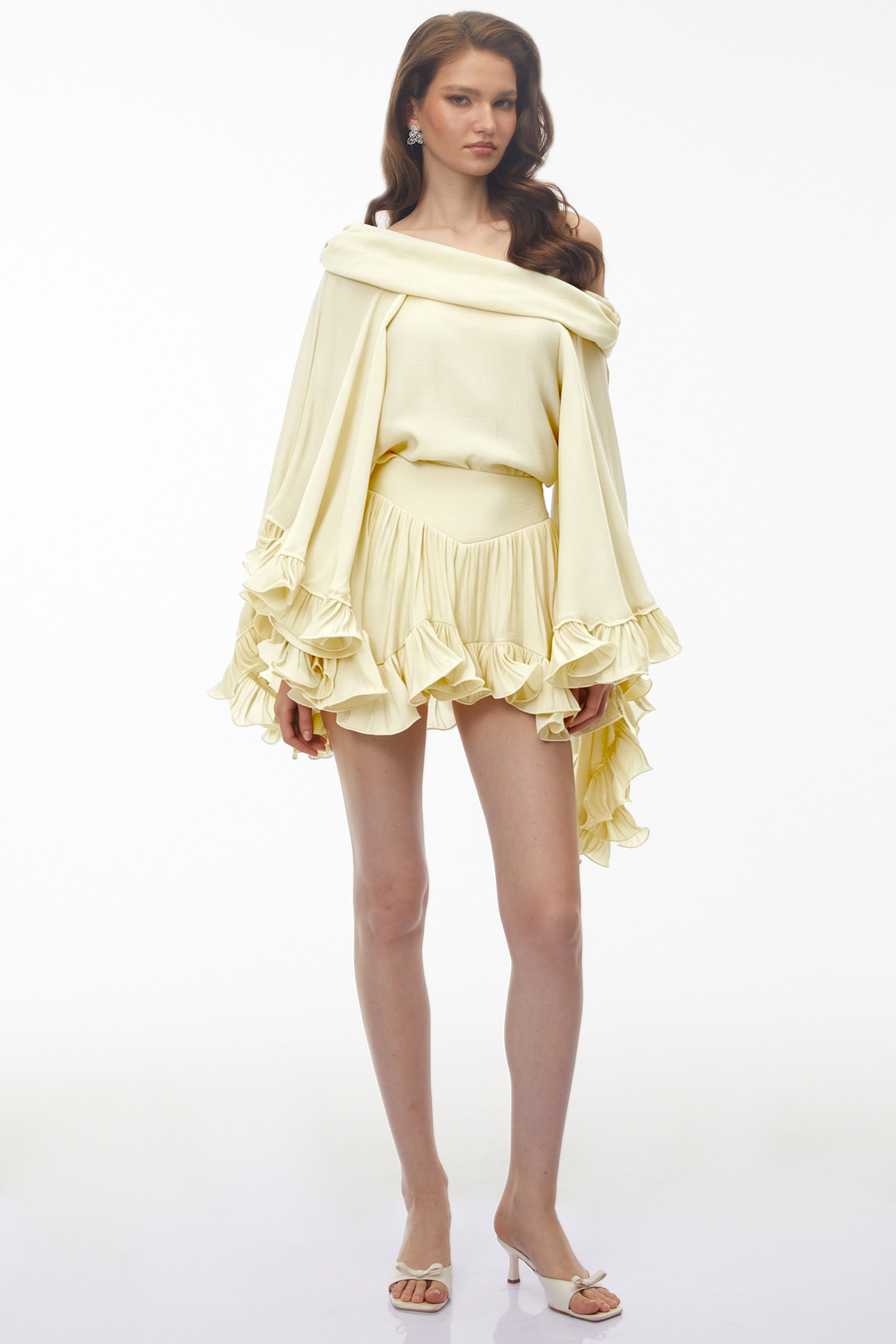 Ensemble top à épaules dénudées et jupe Rowan, couleur crème