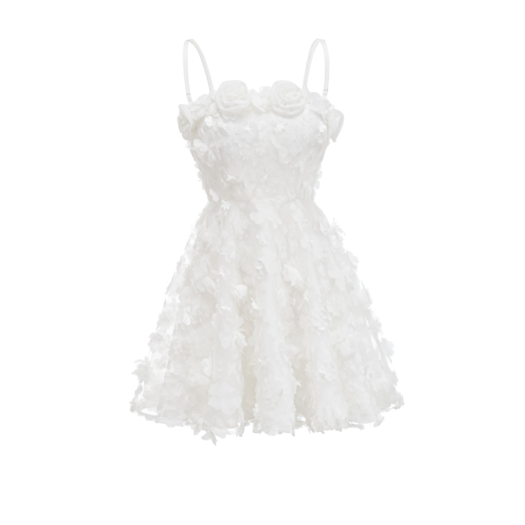 Mini-robe blanche à fleurs artificielles Apolline (Vente définitive - États-Unis uniquement)