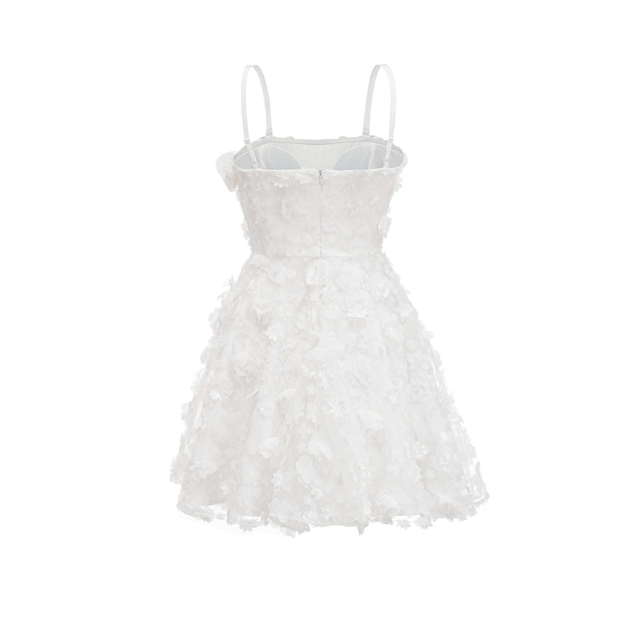 Mini-robe blanche à fleurs artificielles Apolline (Vente définitive - États-Unis uniquement)
