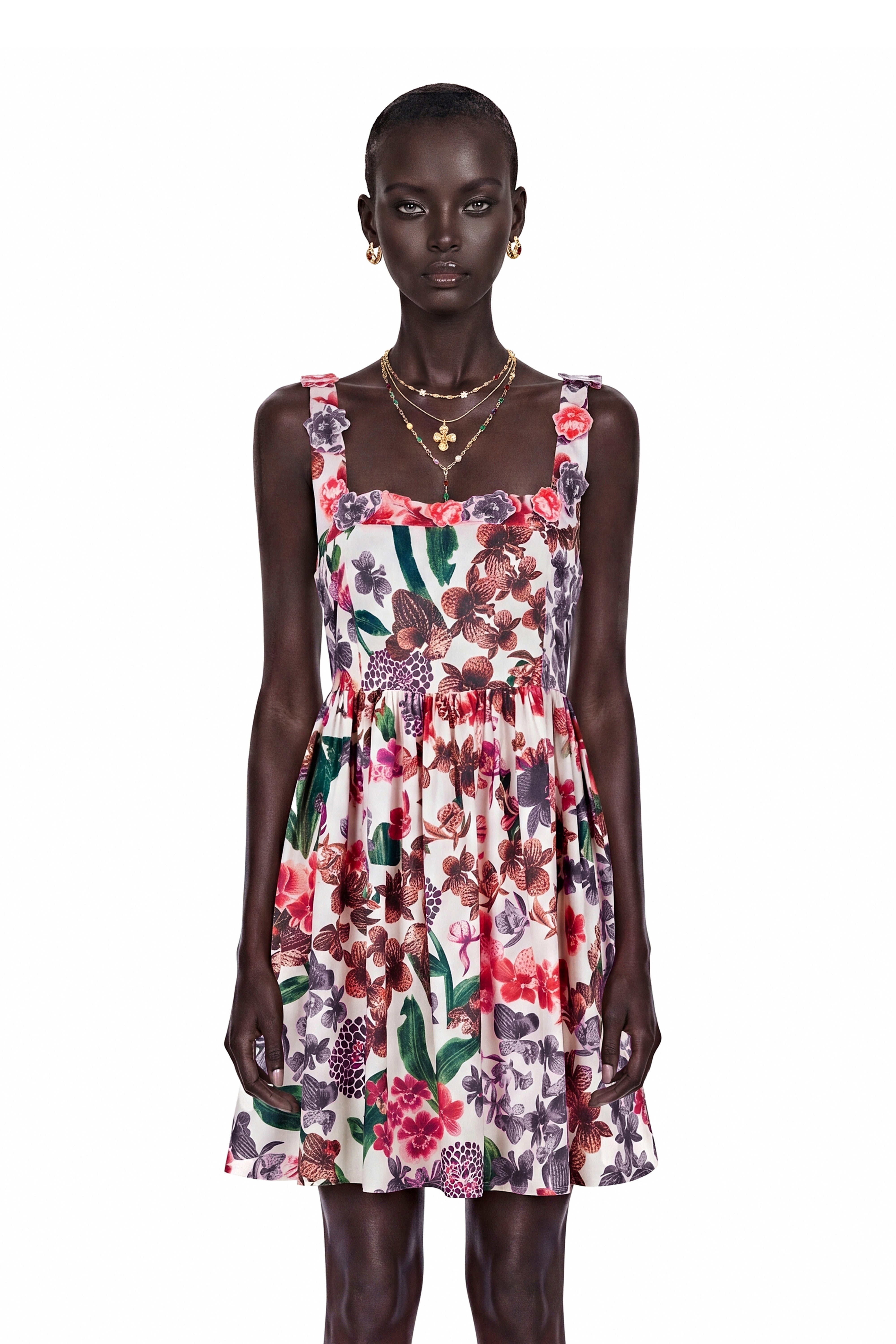 Sancha White Floral Print Mini Dress