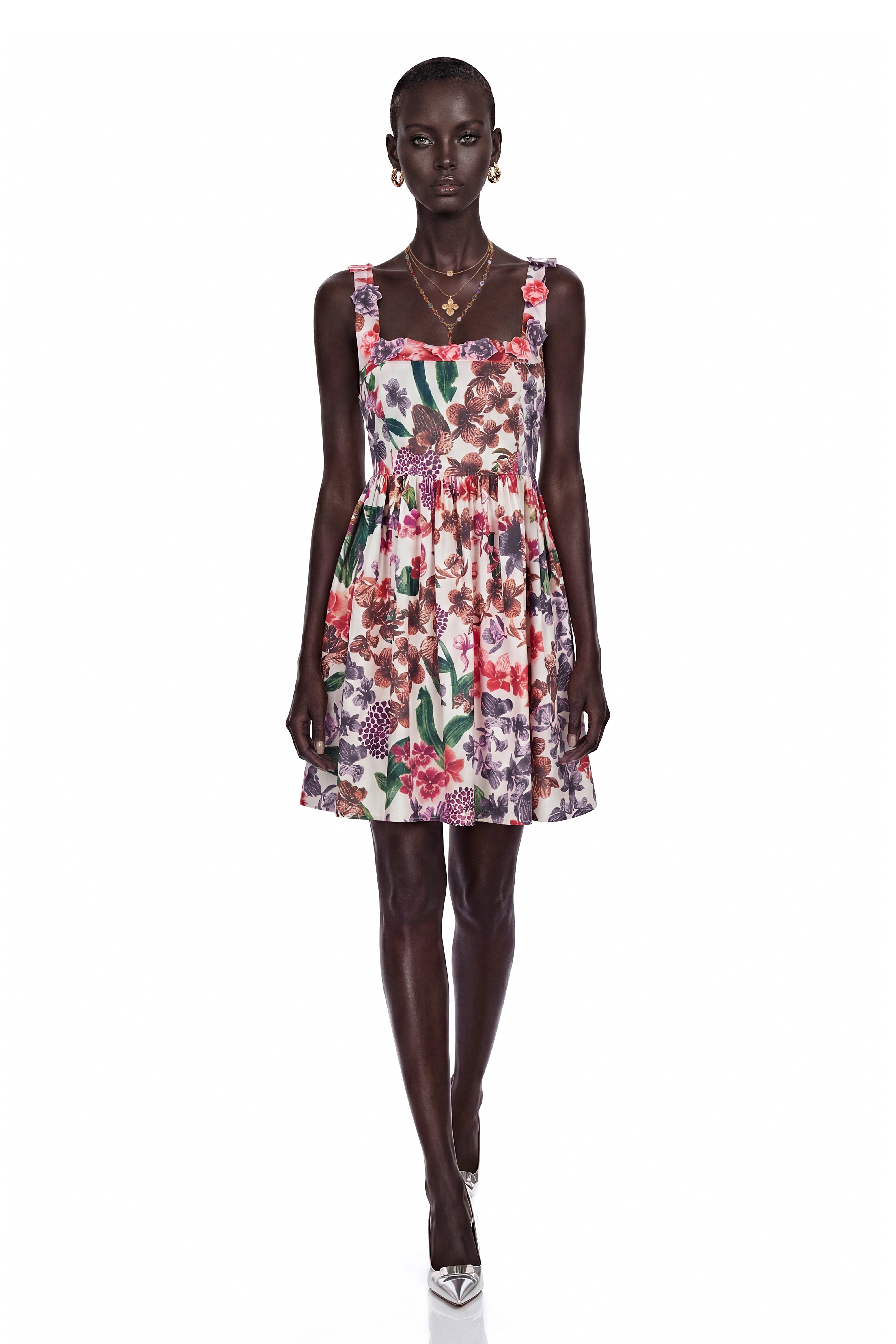 Sancha White Floral Print Mini Dress