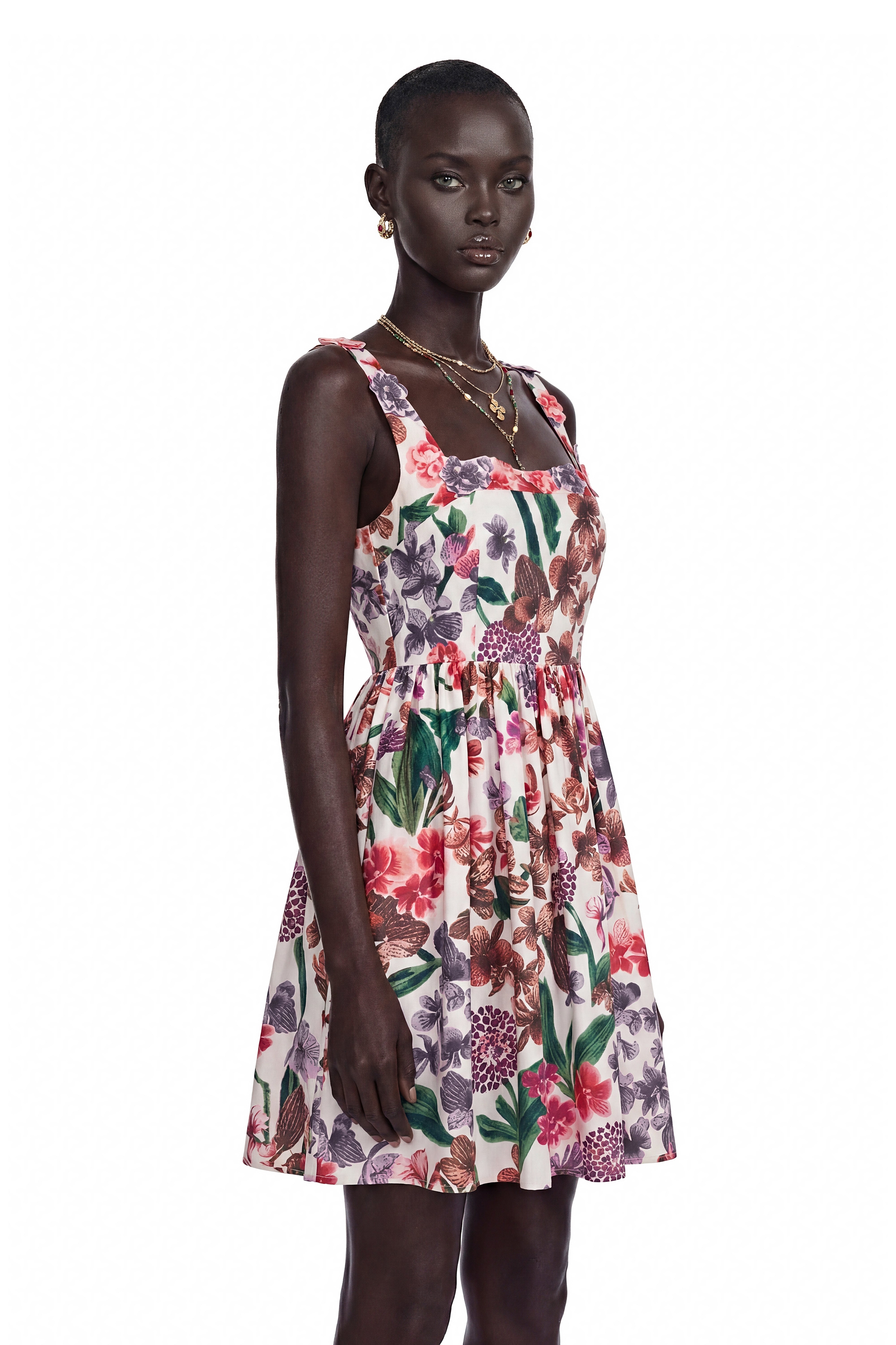 Sancha White Floral Print Mini Dress