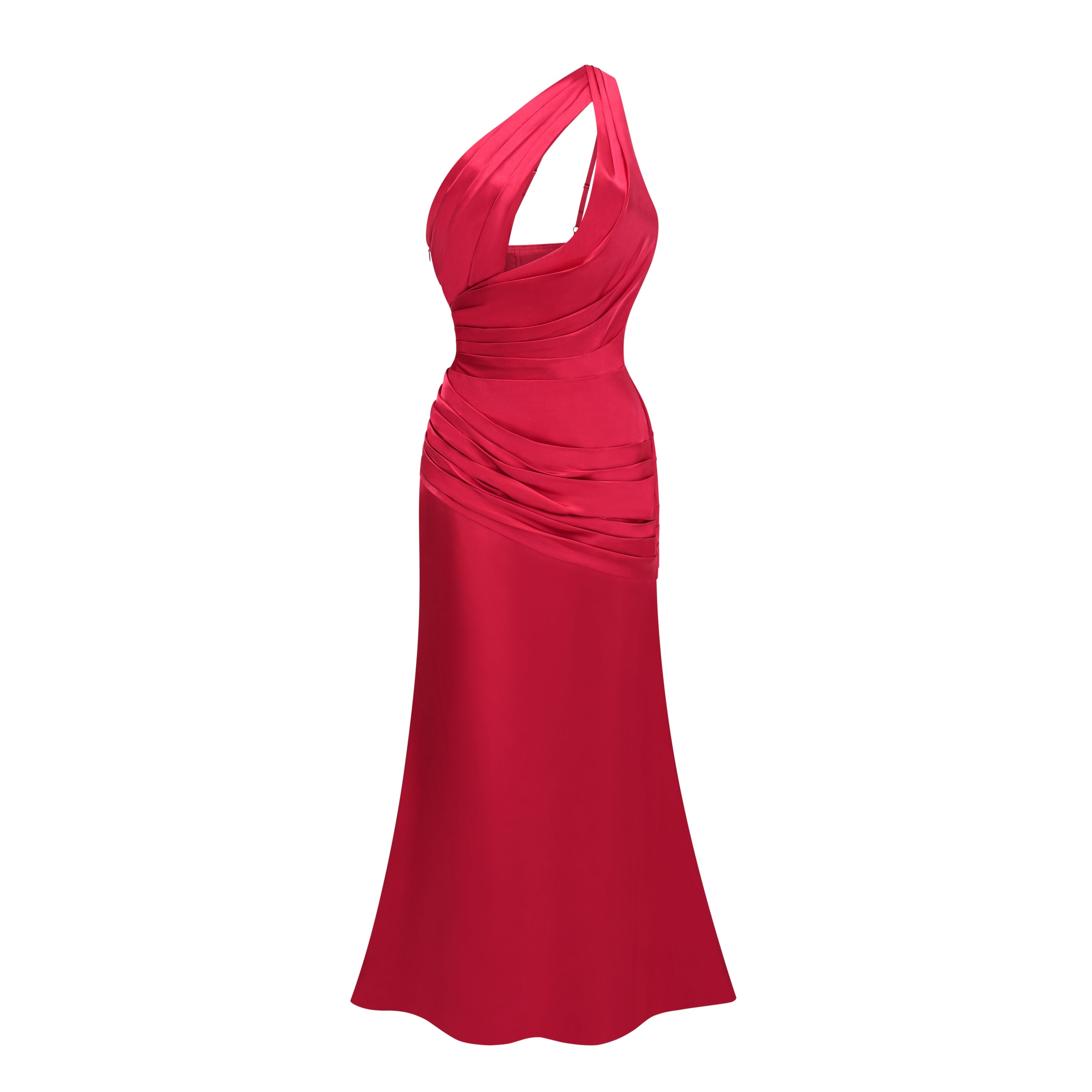 Seraphina Red One Shoulder Cut-Out Maxi Dress