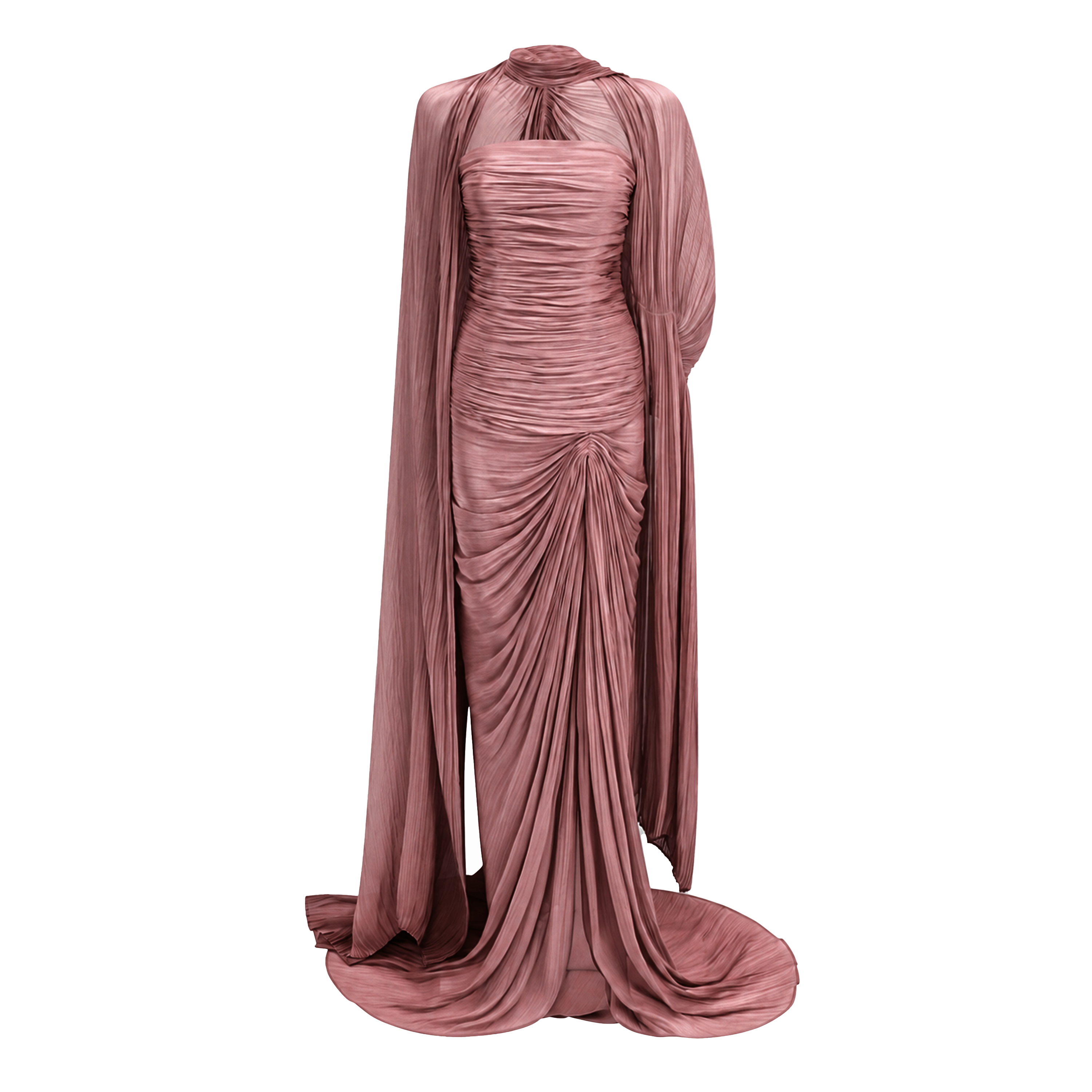 Robe longue cape asymétrique Shifra Pink