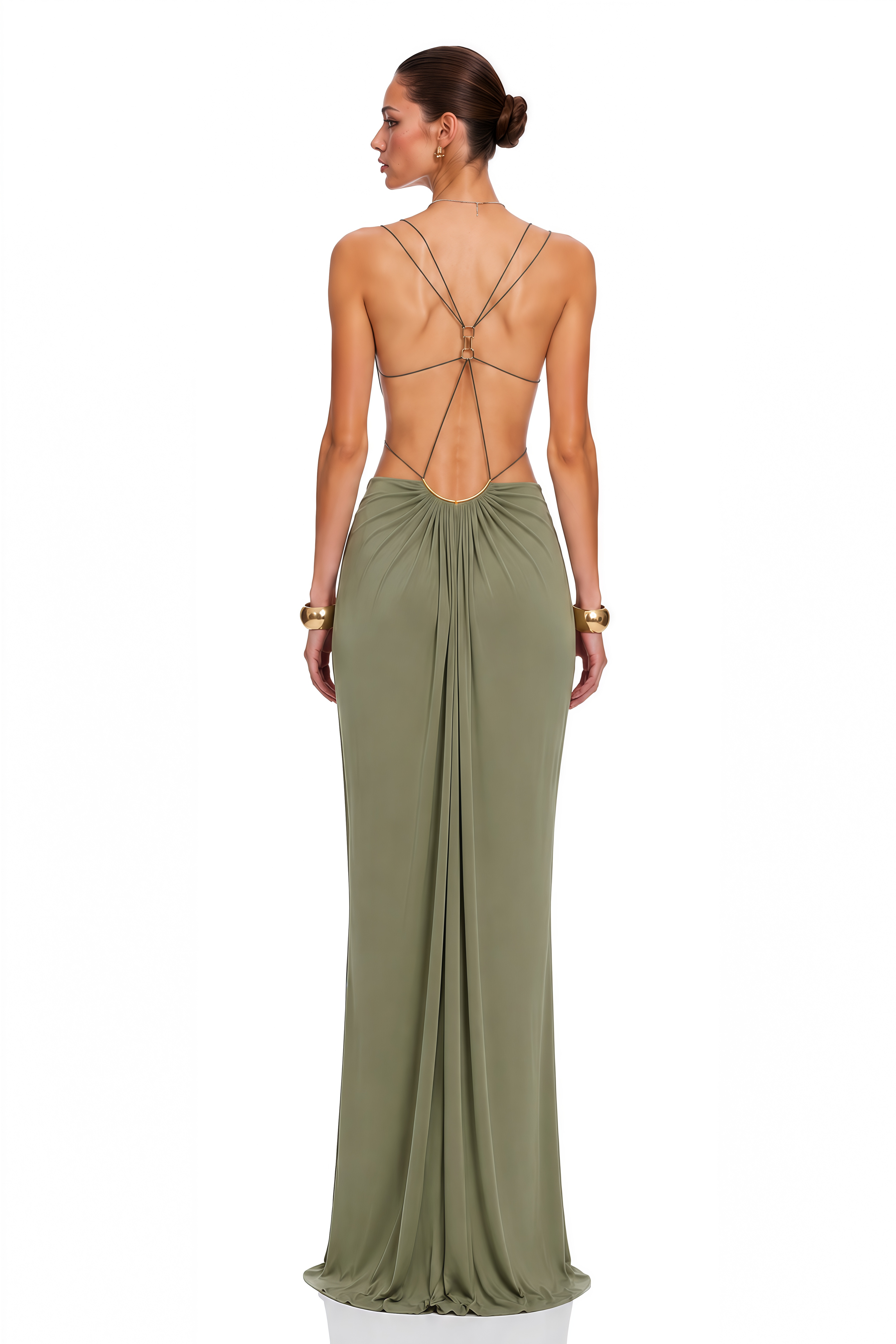 Sienna Matcha Green Cut-Out Halterneck Maxi Dress