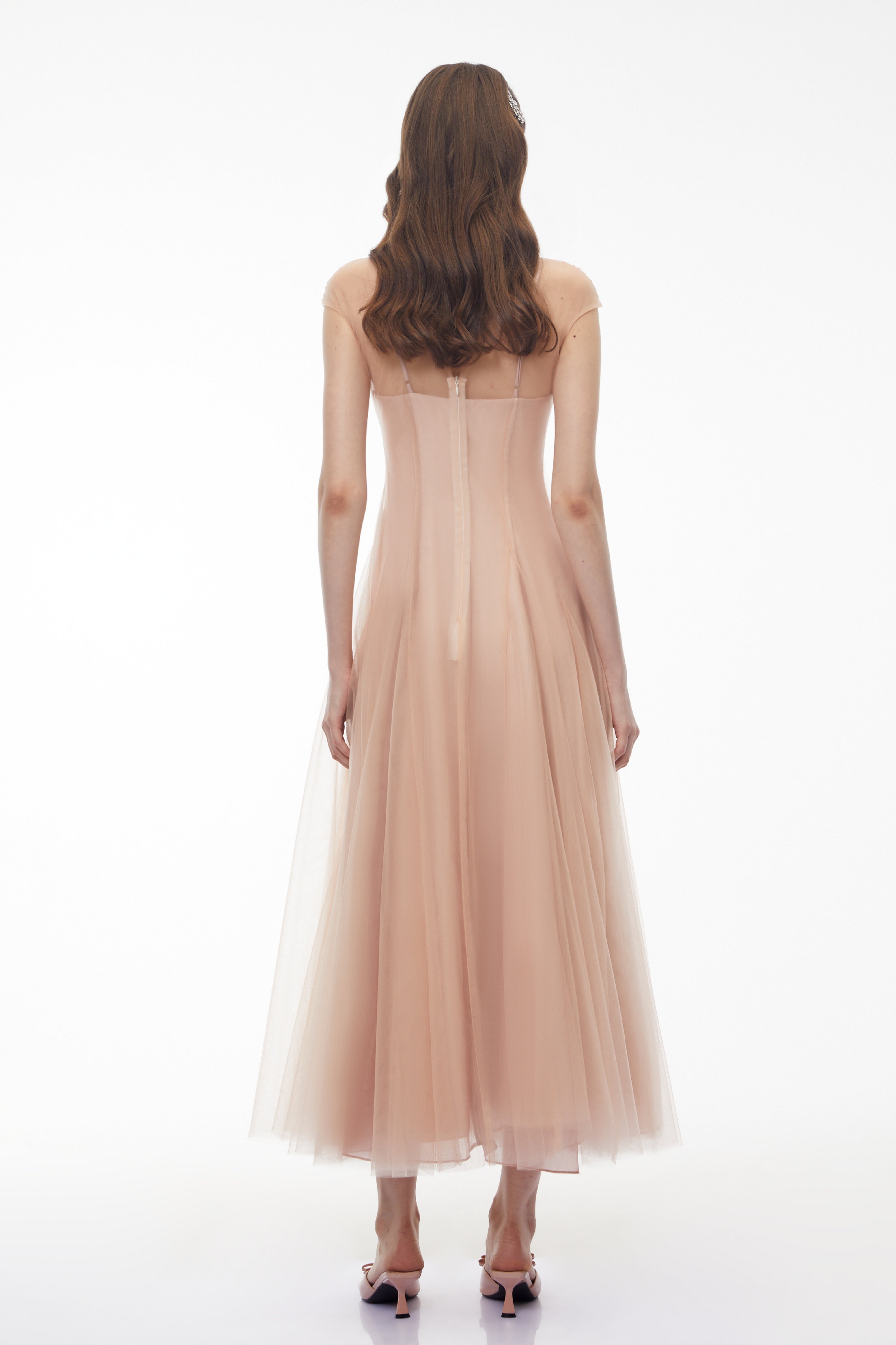 Simin Pink Semi-Sheer Tulle Maxi Dress (Final Sale)