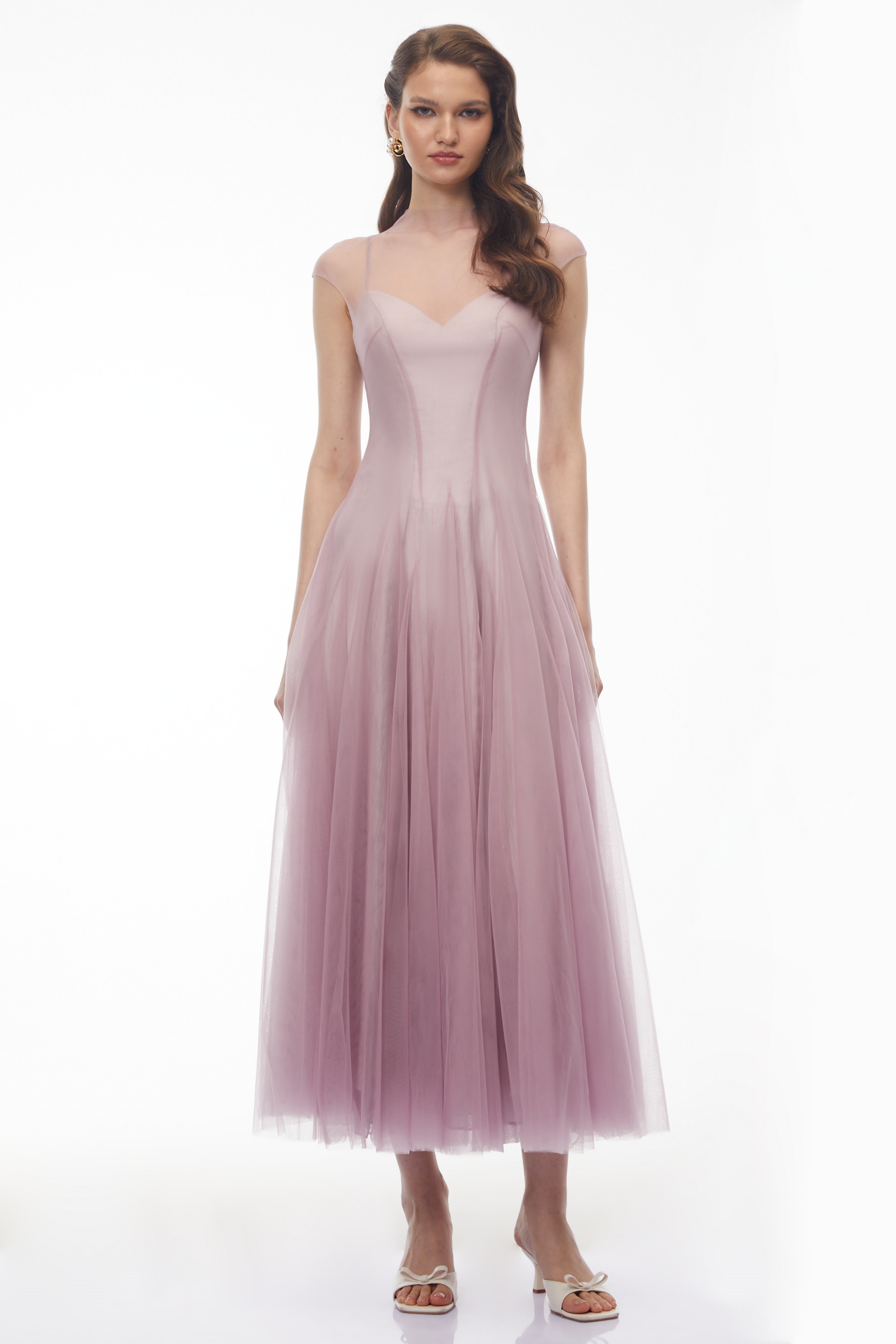 Simin Purple Semi-Sheer Tulle Maxi Dress (Final Sale-US Only)