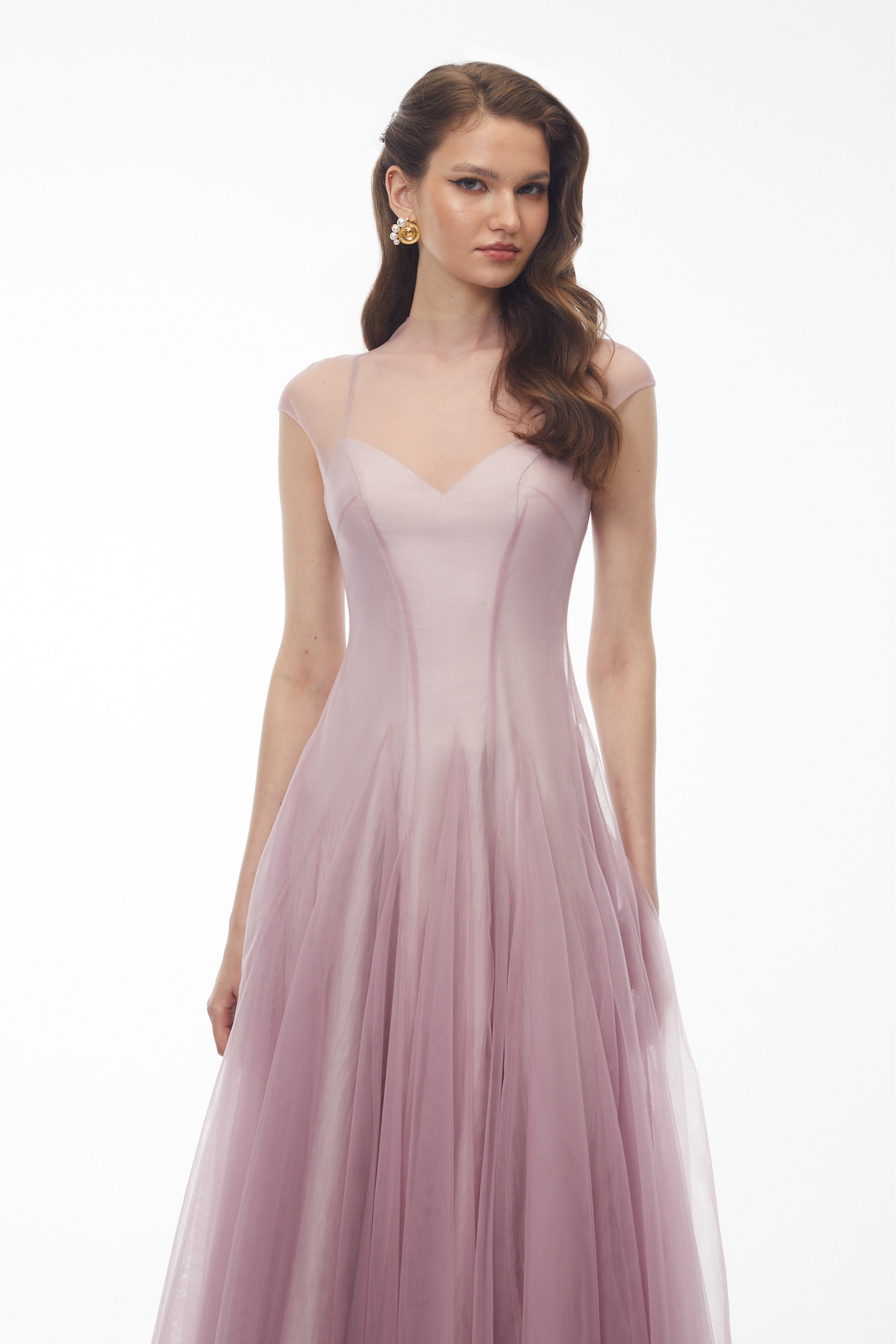 Simin Purple Semi-Sheer Tulle Maxi Dress (Final Sale-US Only)