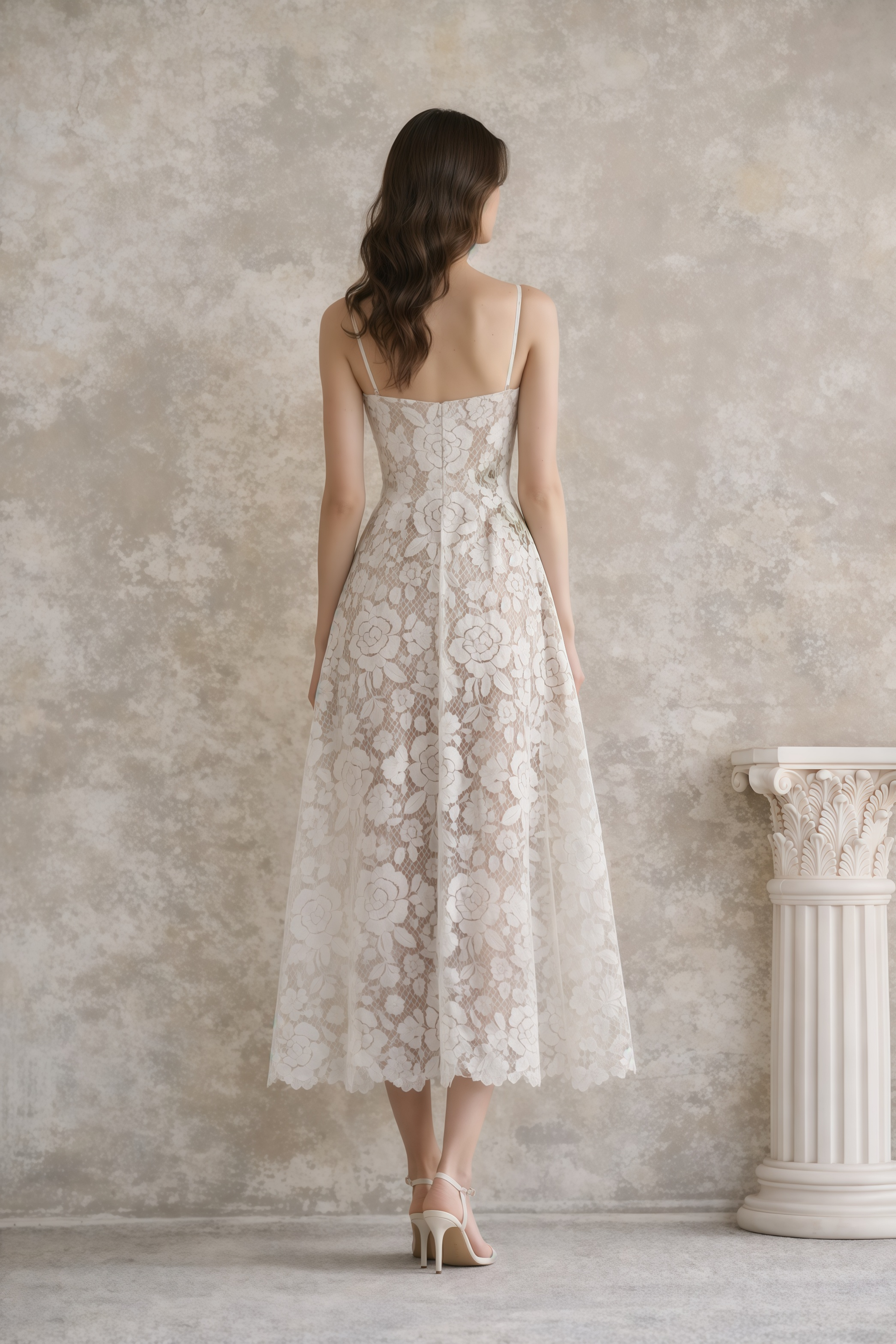 Floral Embroidered Lace Midi Dress