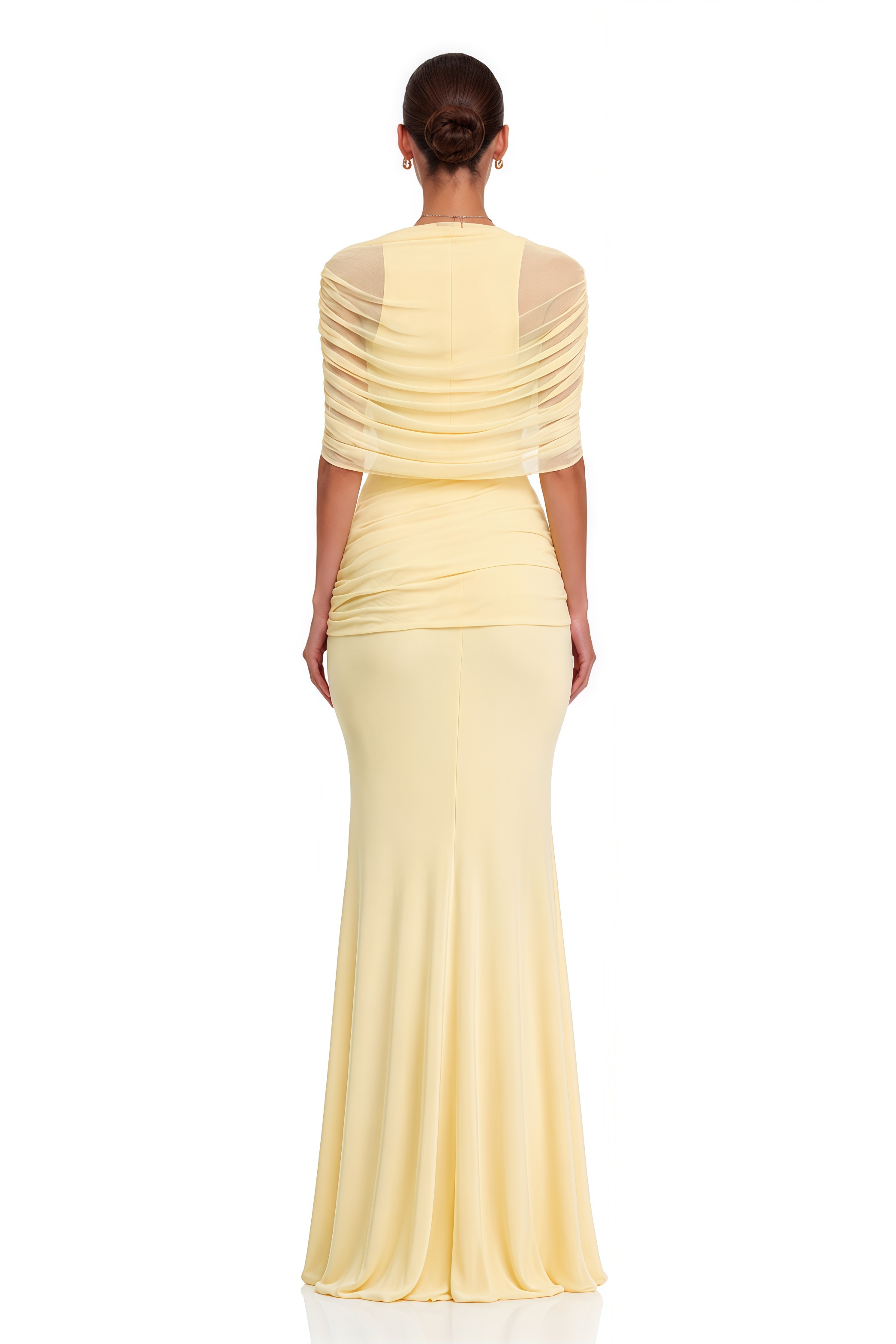 Solenne Yellow Asymmetrical Pleated Maxi Dress