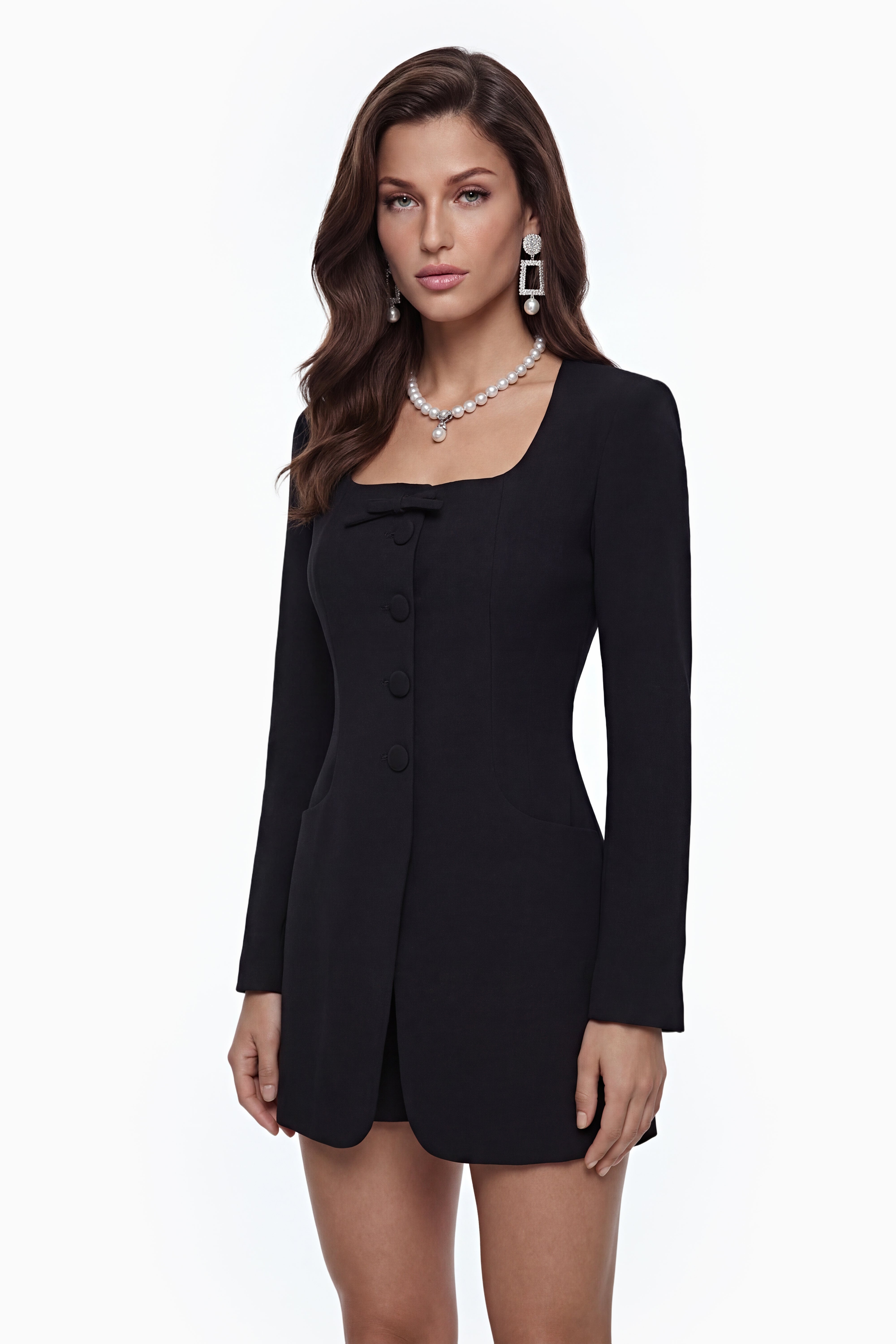Sonny Black Mini Dress with Bow Detail (Final Sale)