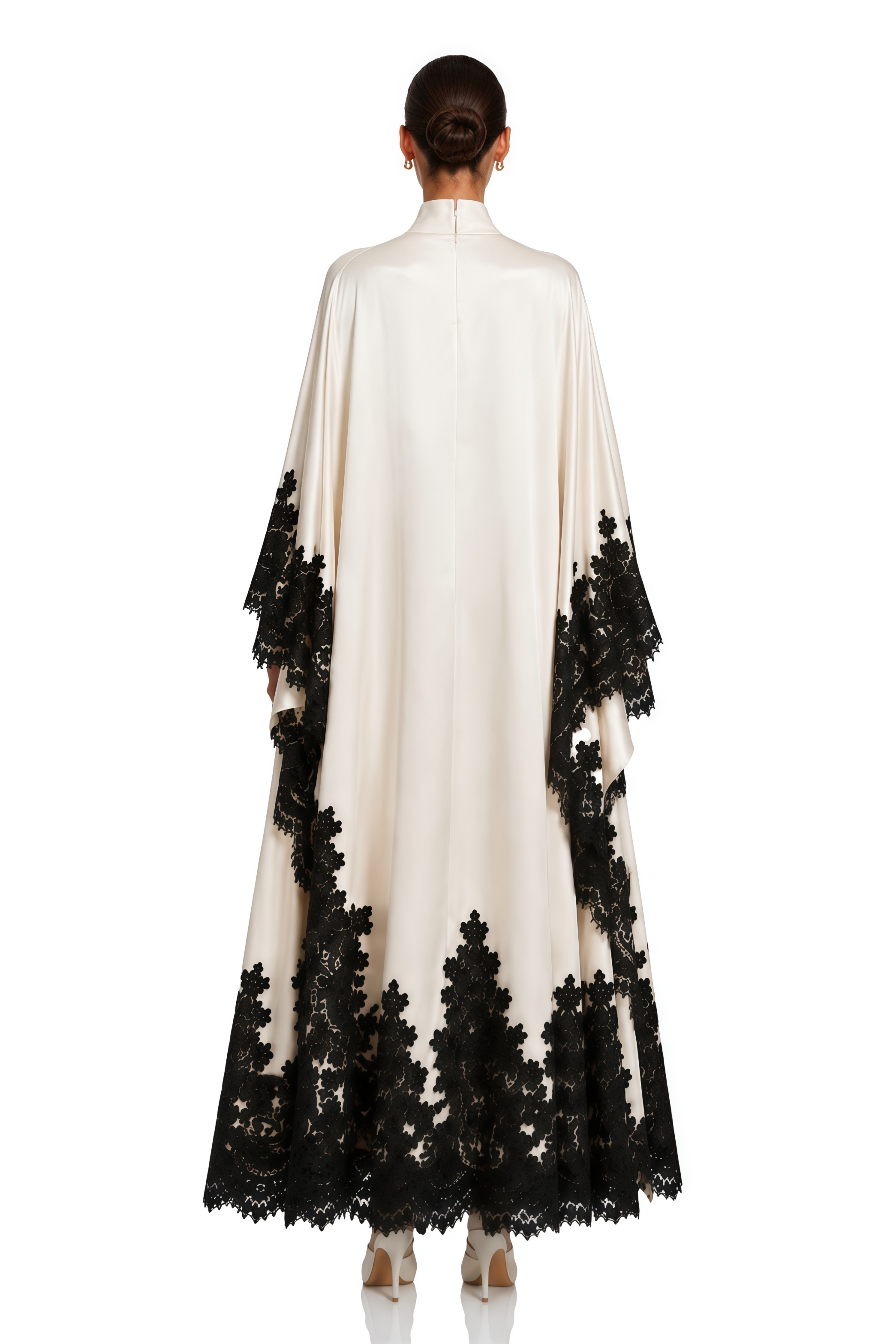 Sophia Cream High Neck Maxi Dress with Lace Trim